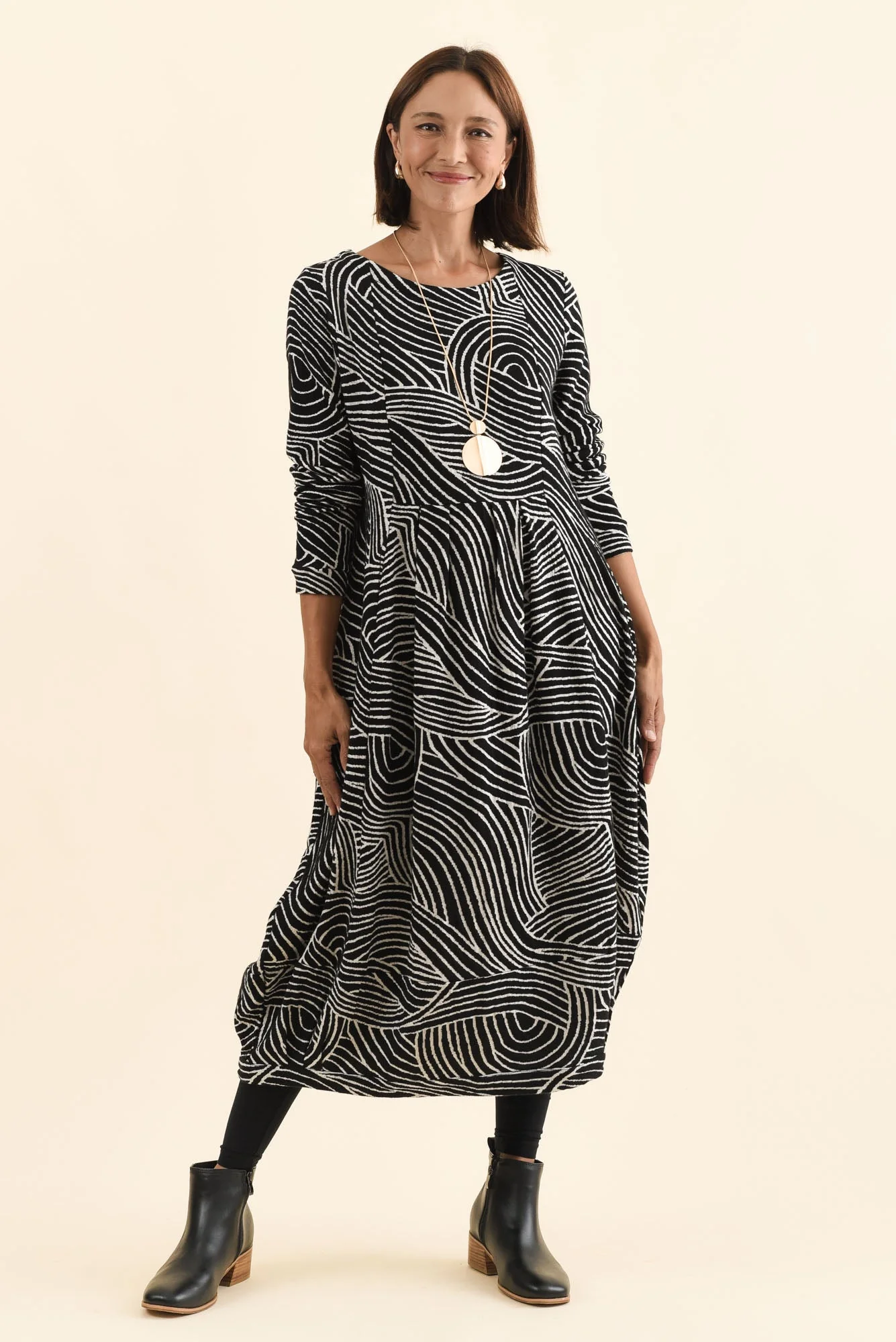 Achia Black Stripe Cotton Knit Dress - Image 2
