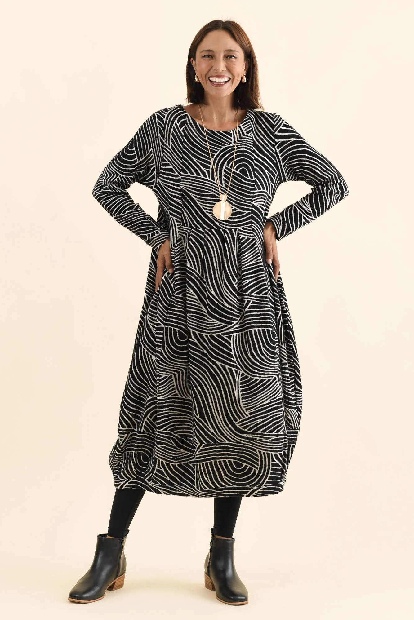 Achia Black Stripe Cotton Knit Dress - Image 6
