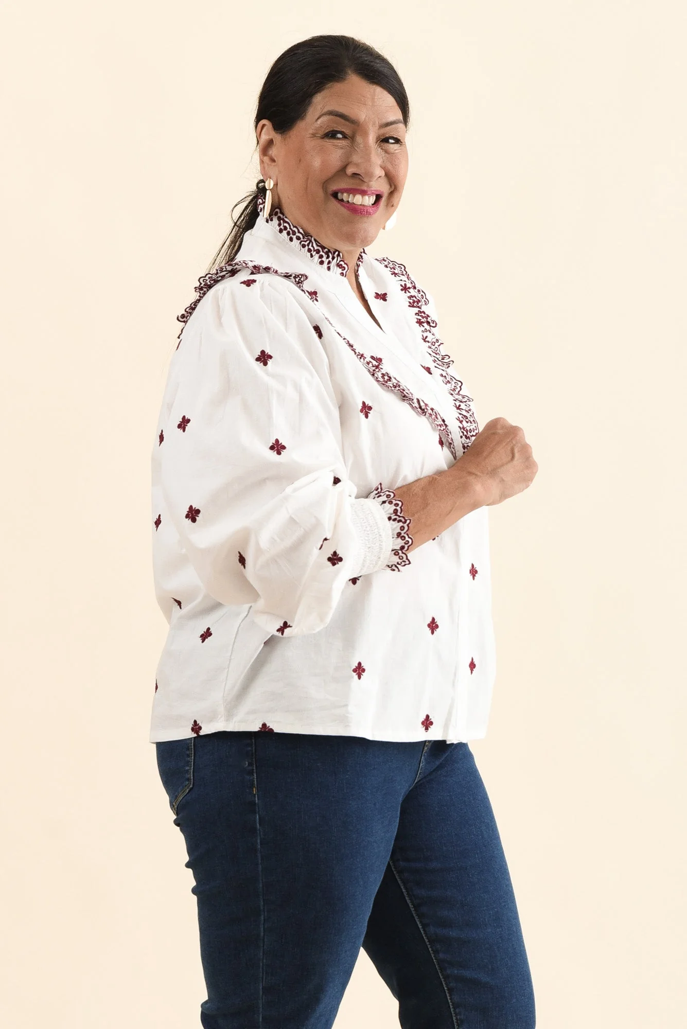 Agnes White Spot Embroidered Shirt - Image 3