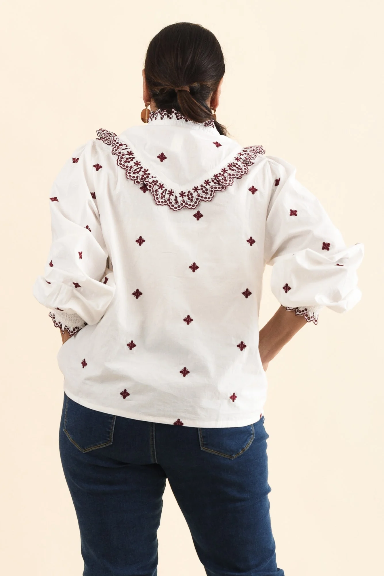 Agnes White Spot Embroidered Shirt - Image 4