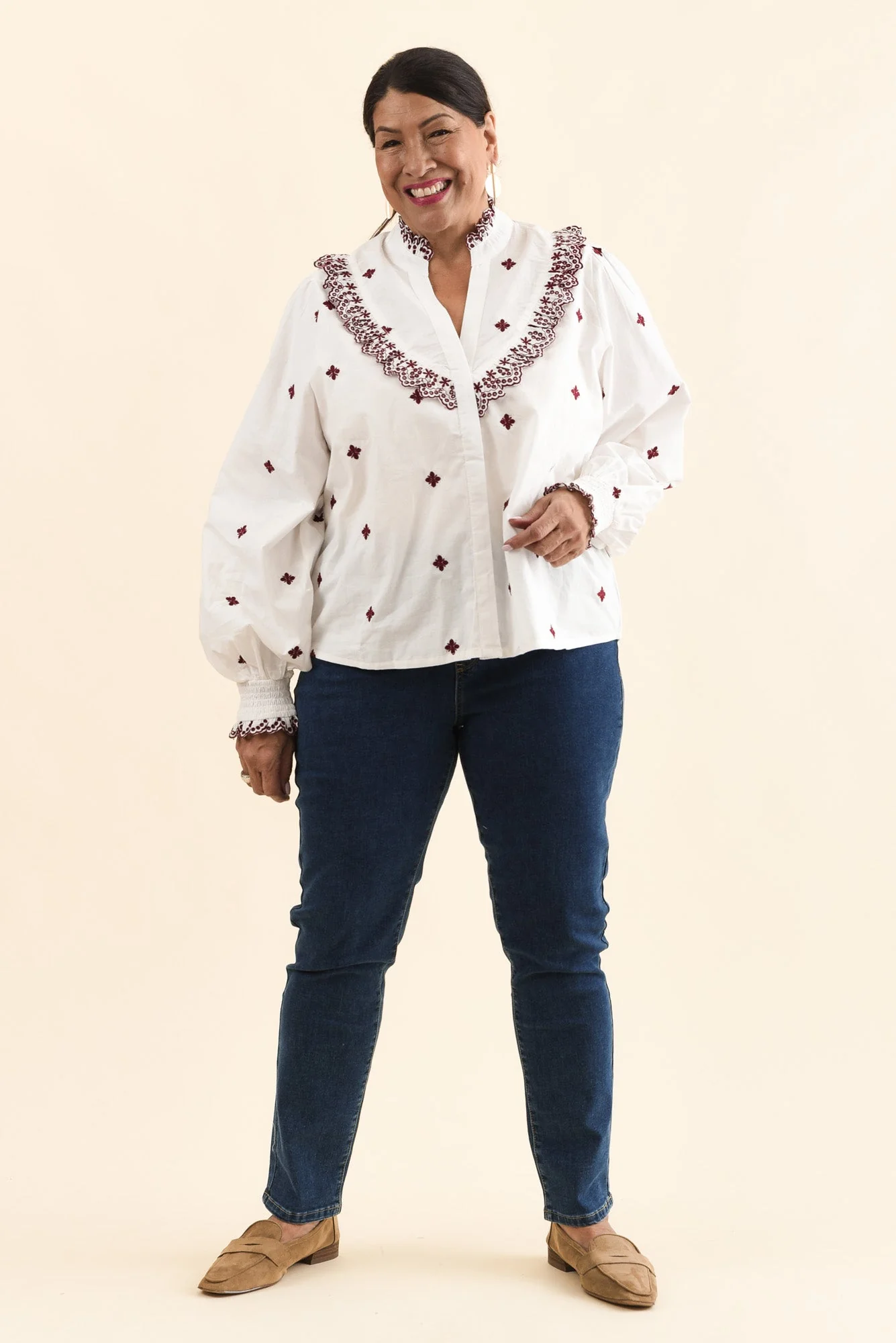 Agnes White Spot Embroidered Shirt - Image 6