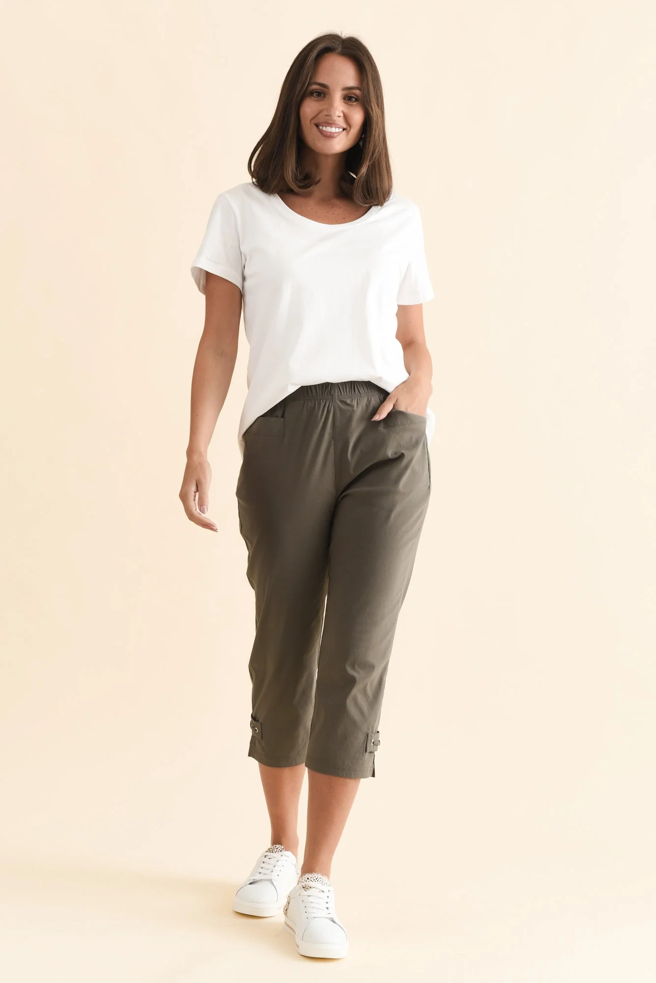Air-Lite Olive Stretch Capri Pants - Image 2