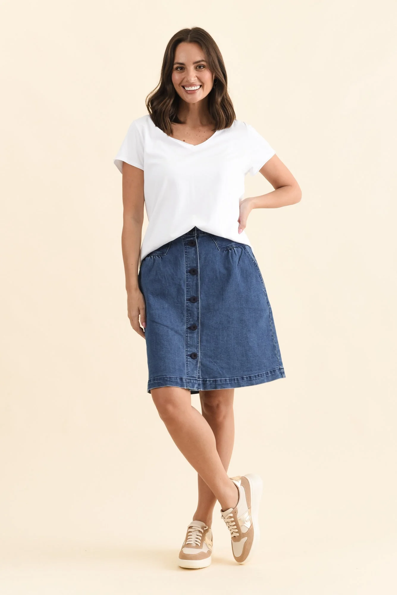Amanda Light Blue Stretch Denim Skirt - Image 6