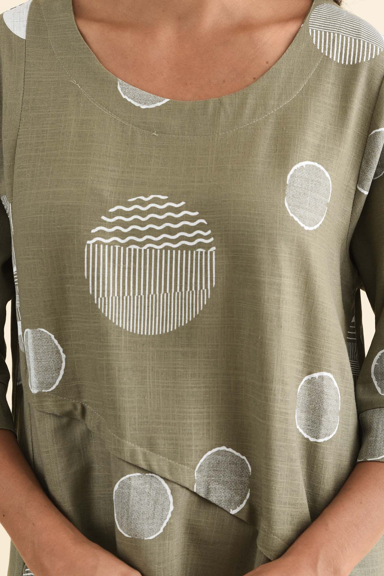 Anya Olive Spot Linen Cotton Top - Image 5