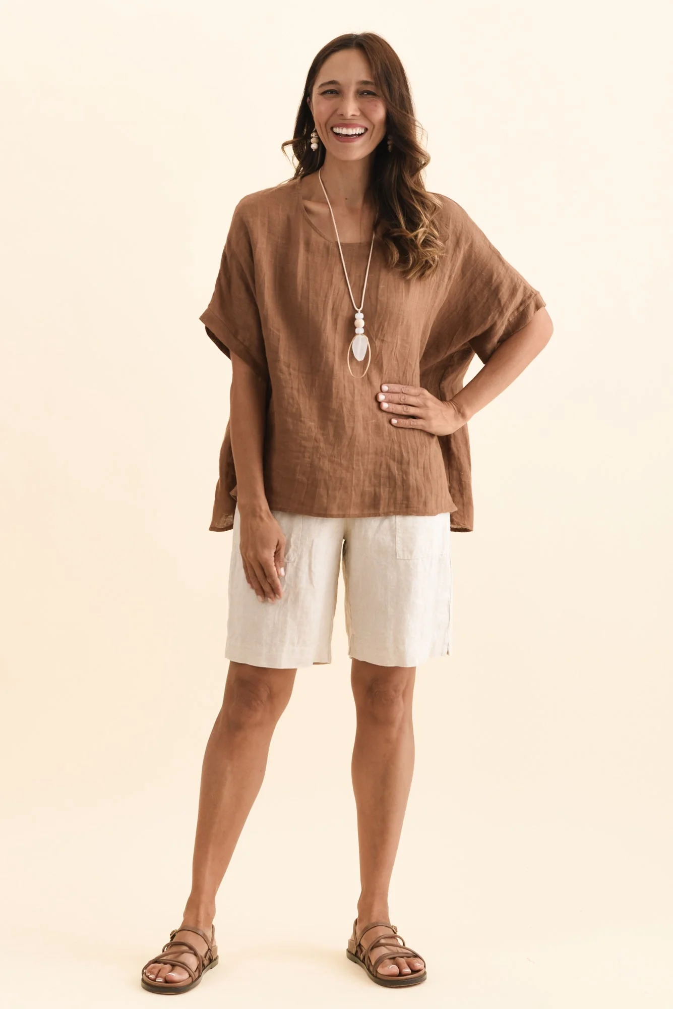 Aster Natural Linen Shorts - Image 7