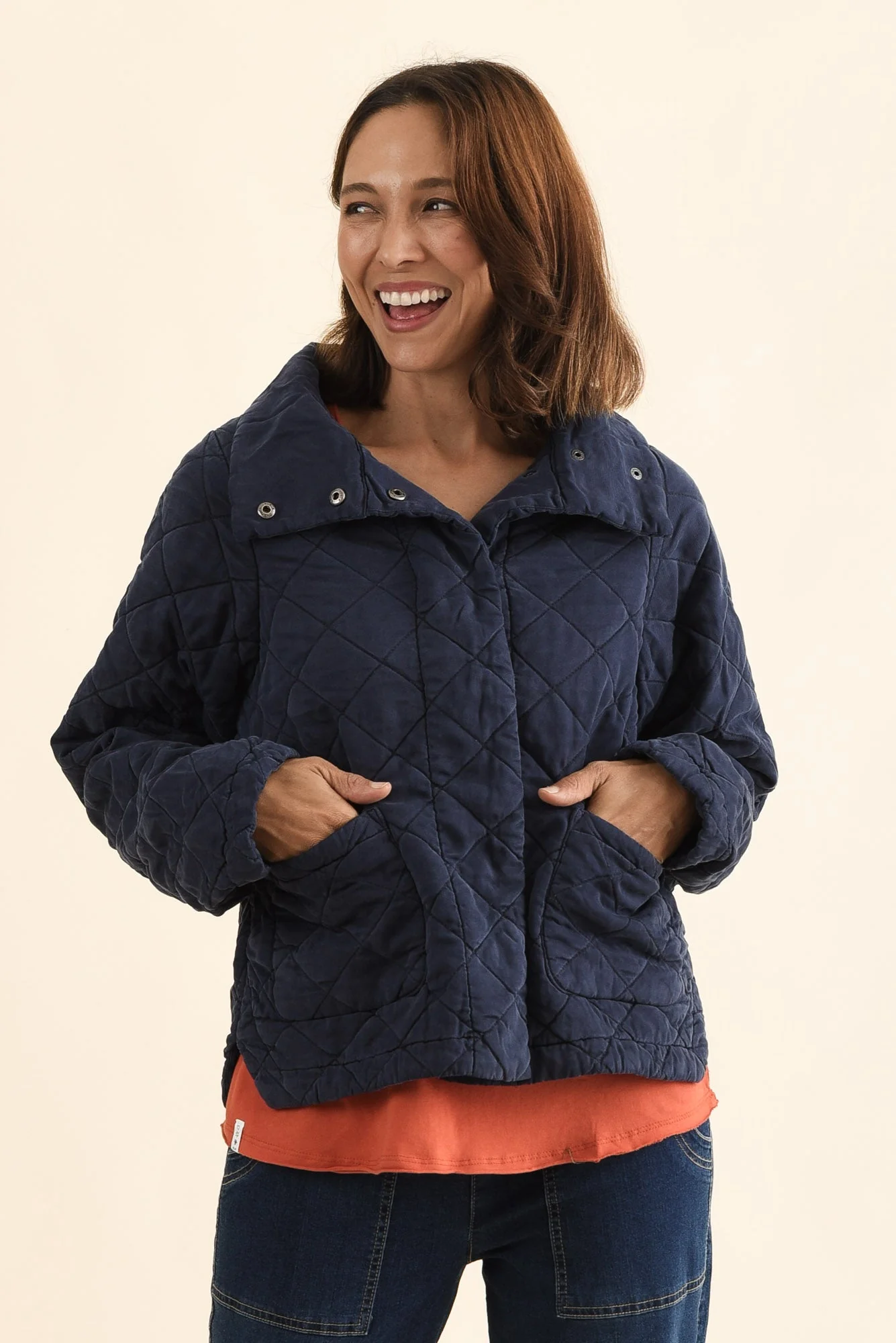 Aurora Navy Quilted Jacket