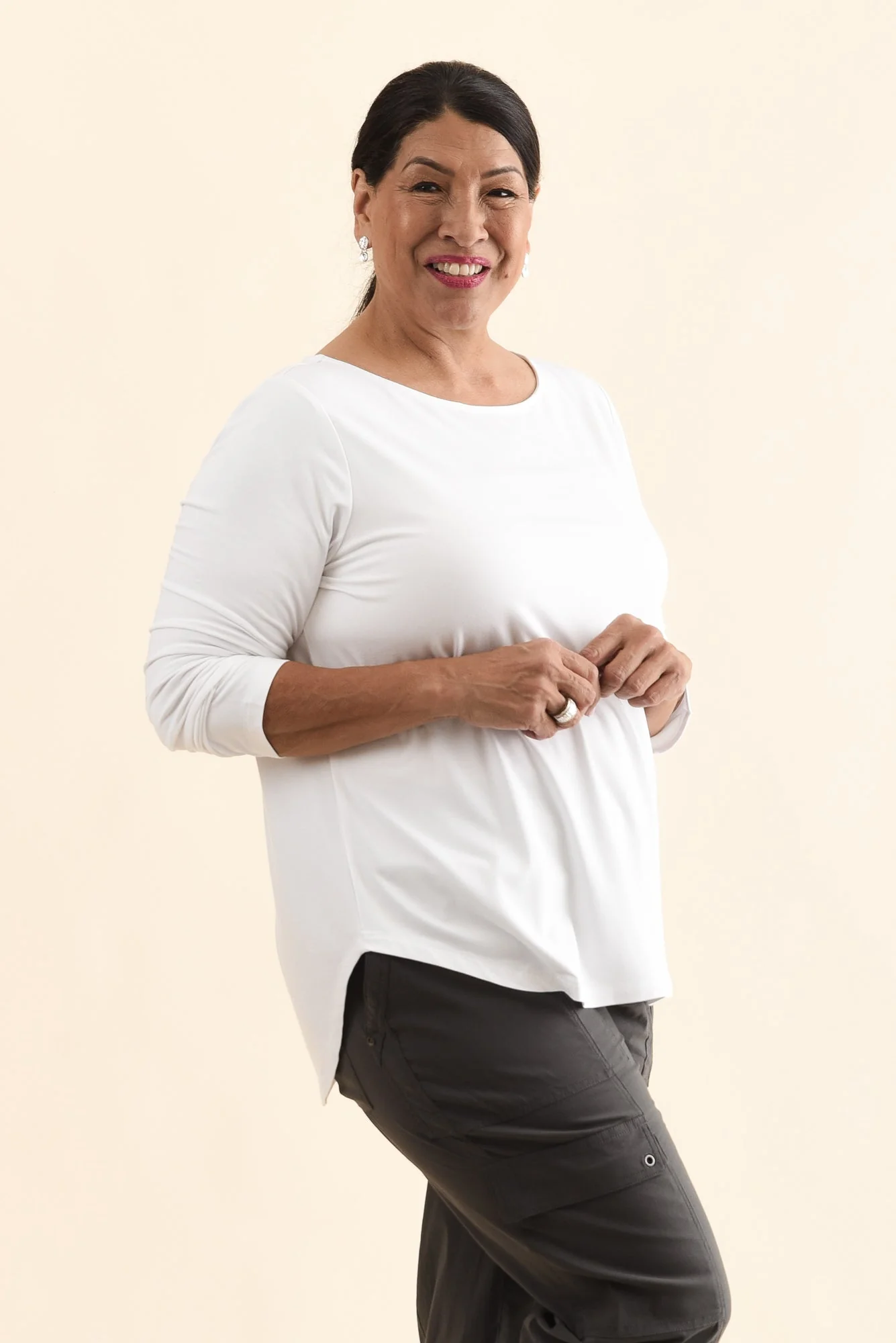 Adele White Long Sleeve Bamboo Tee - Image 10