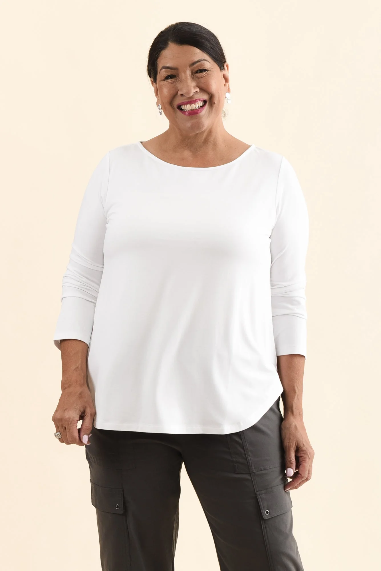 Adele White Long Sleeve Bamboo Tee - Image 8
