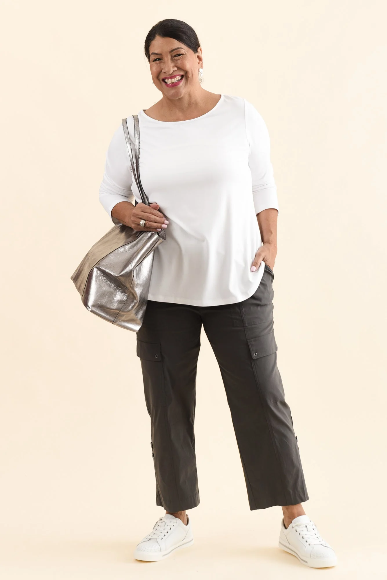 Adele White Long Sleeve Bamboo Tee - Image 9