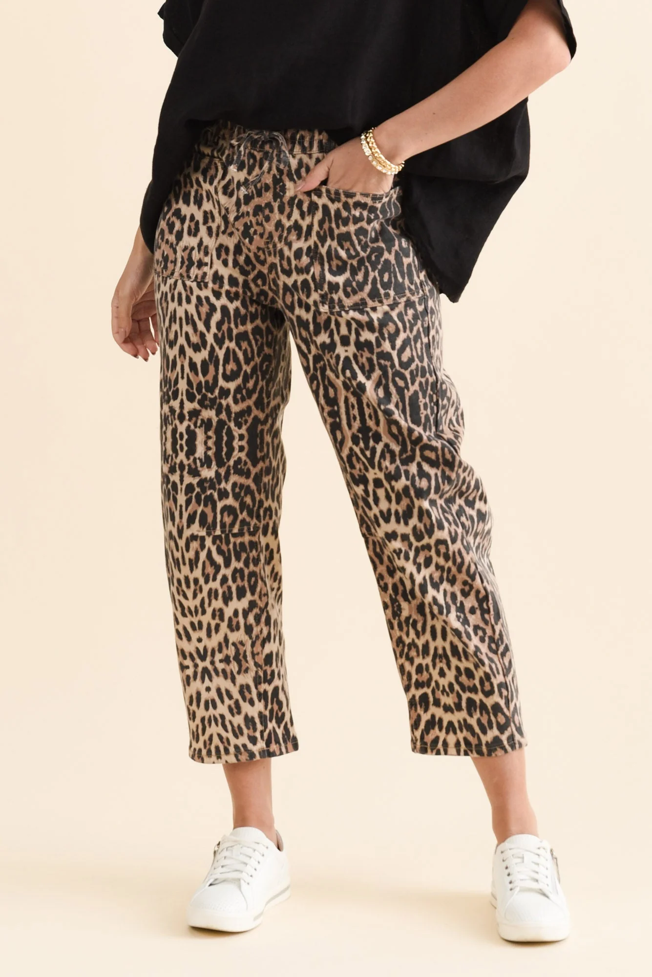 BB Barrel Brown Leopard Jeans