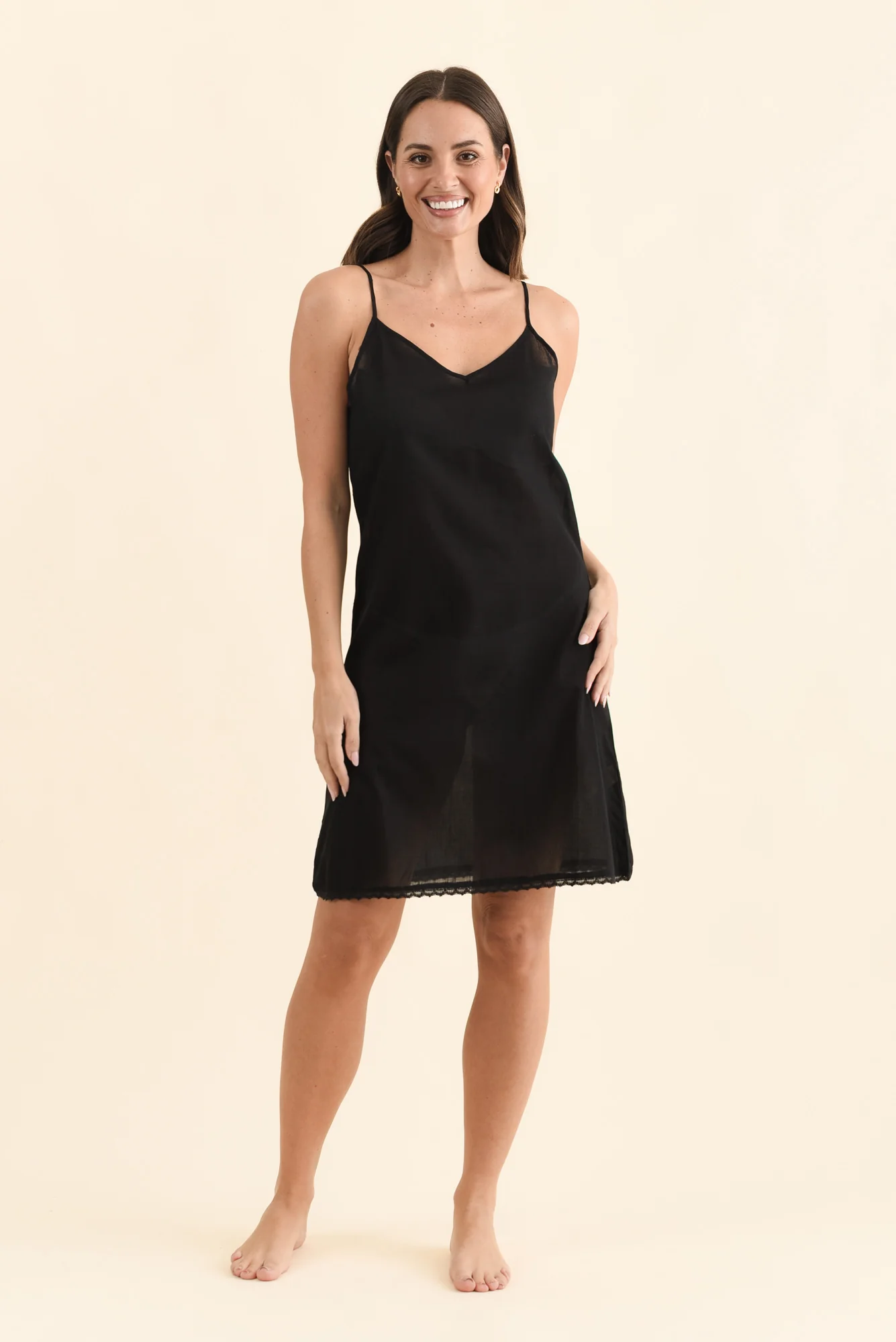 Black Cotton Slip Dress - Image 3