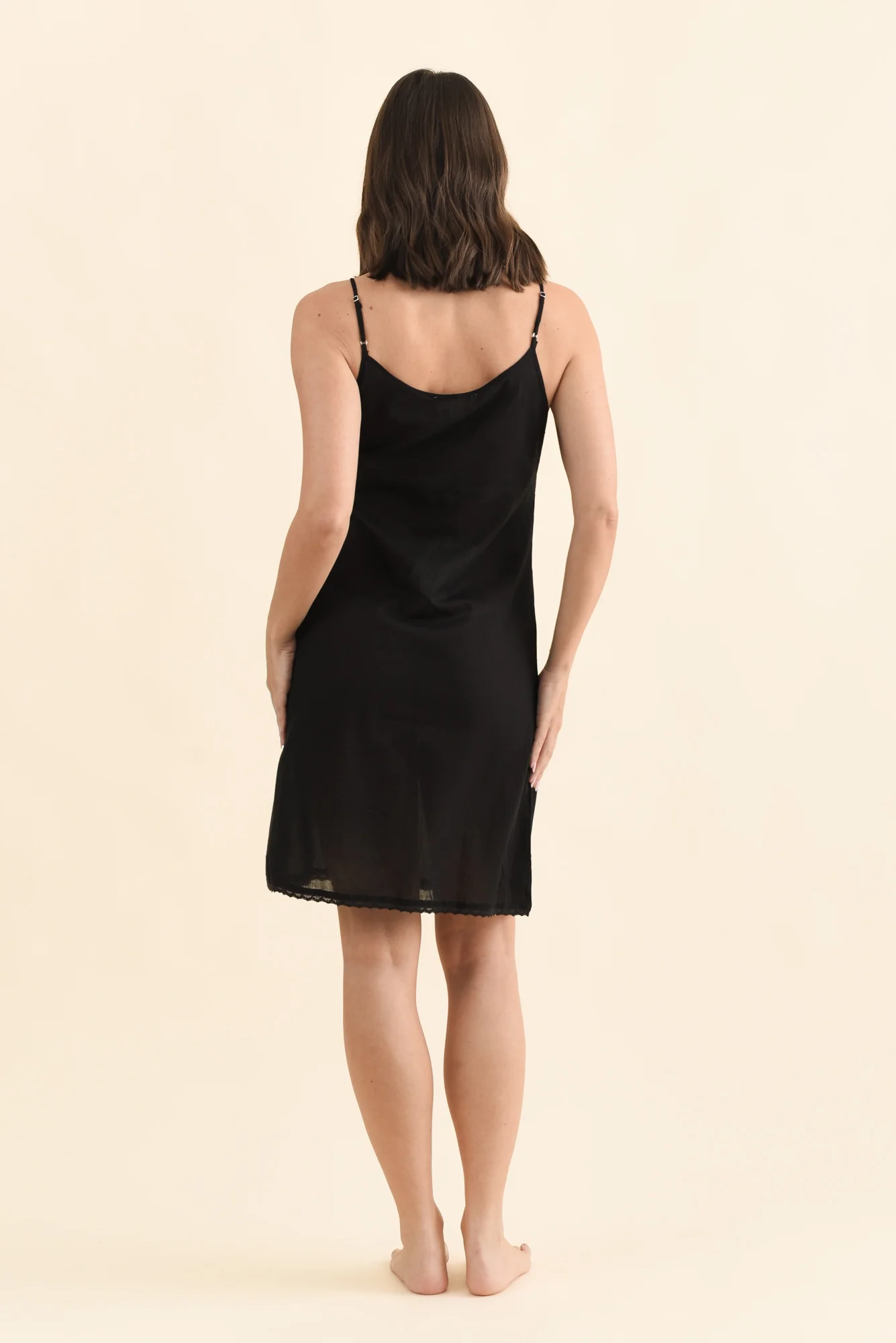 Black Cotton Slip Dress - Image 5