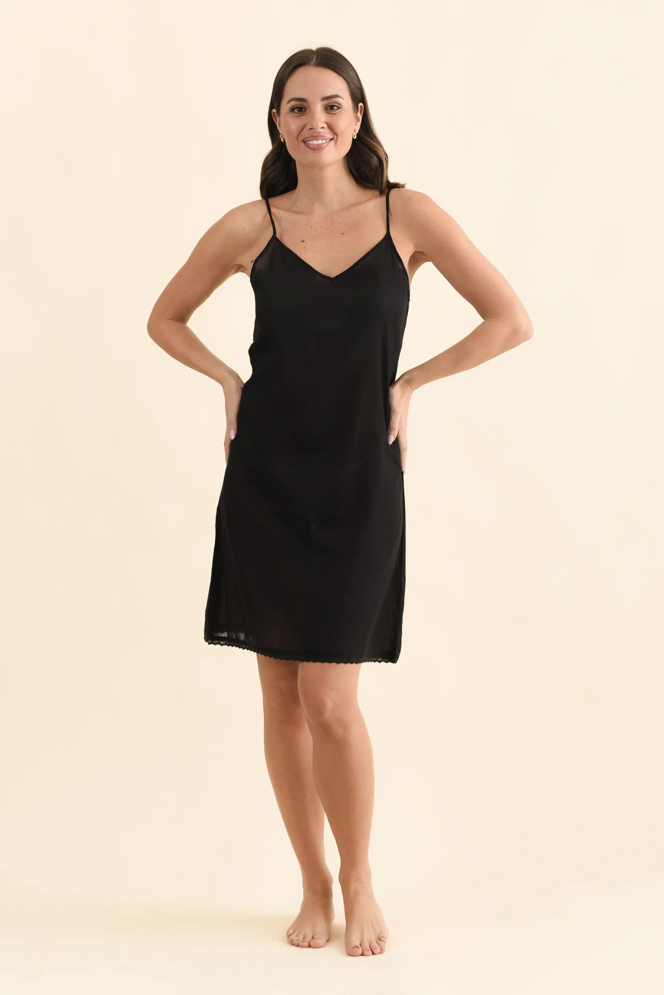 Black Cotton Slip Dress - Image 7