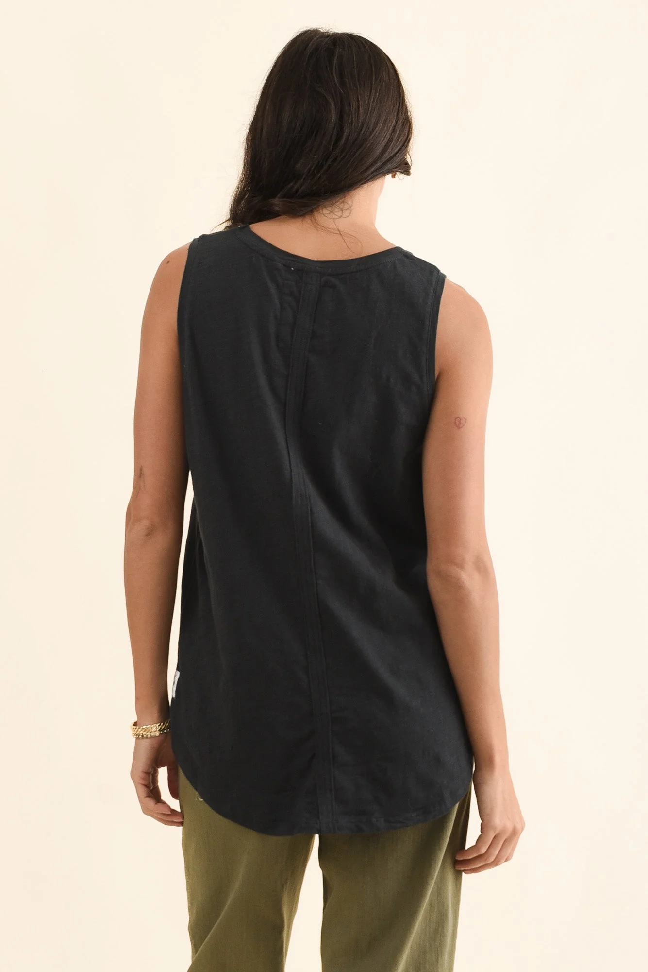 Black Cotton Scoop Tank - Image 5
