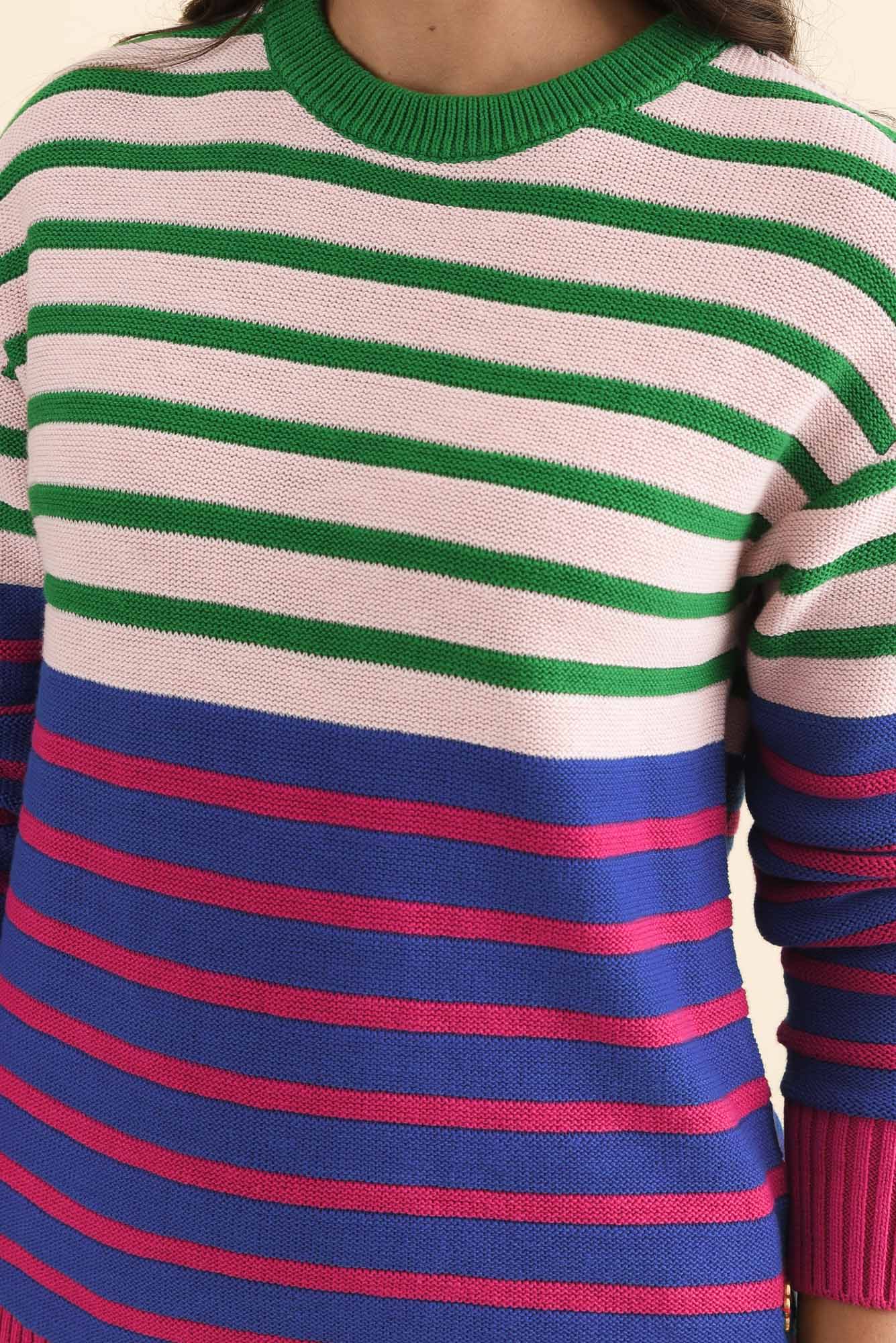 Bonaire Blue Stripe Organic Cotton Knit Jumper - Image 6