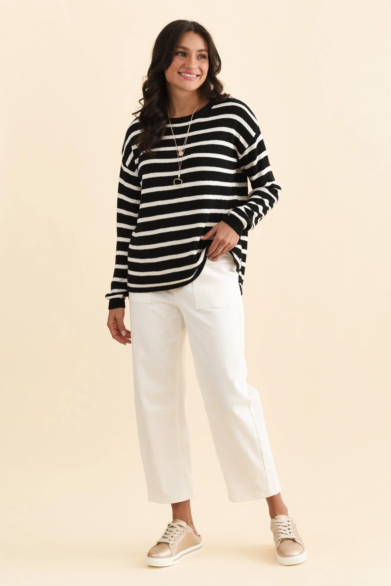 Bradford Black Stripe Knit Top - Image 2