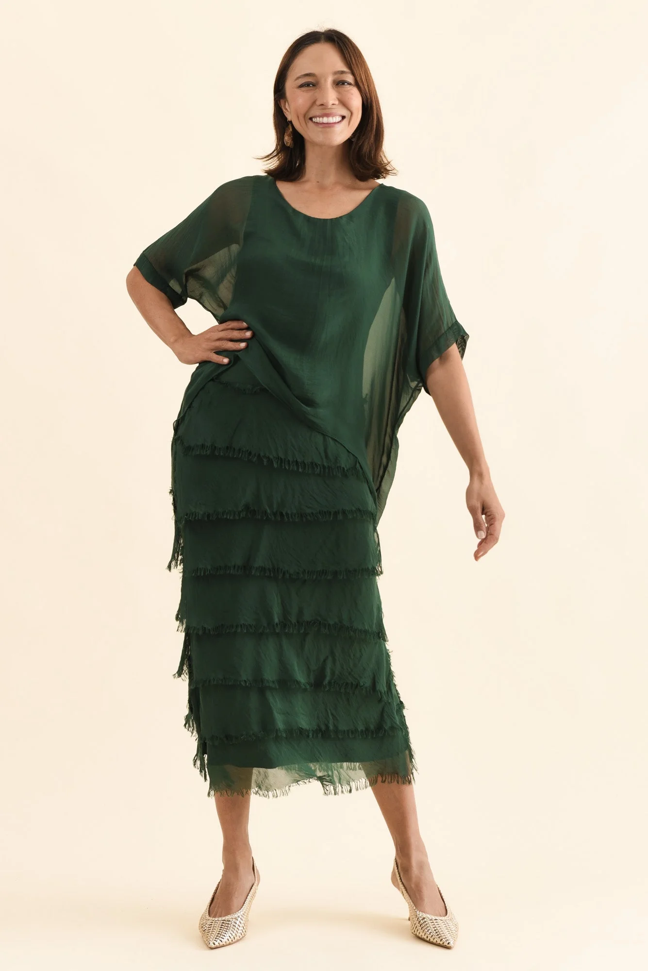 Britt Green Silk Layer Dress - Image 6
