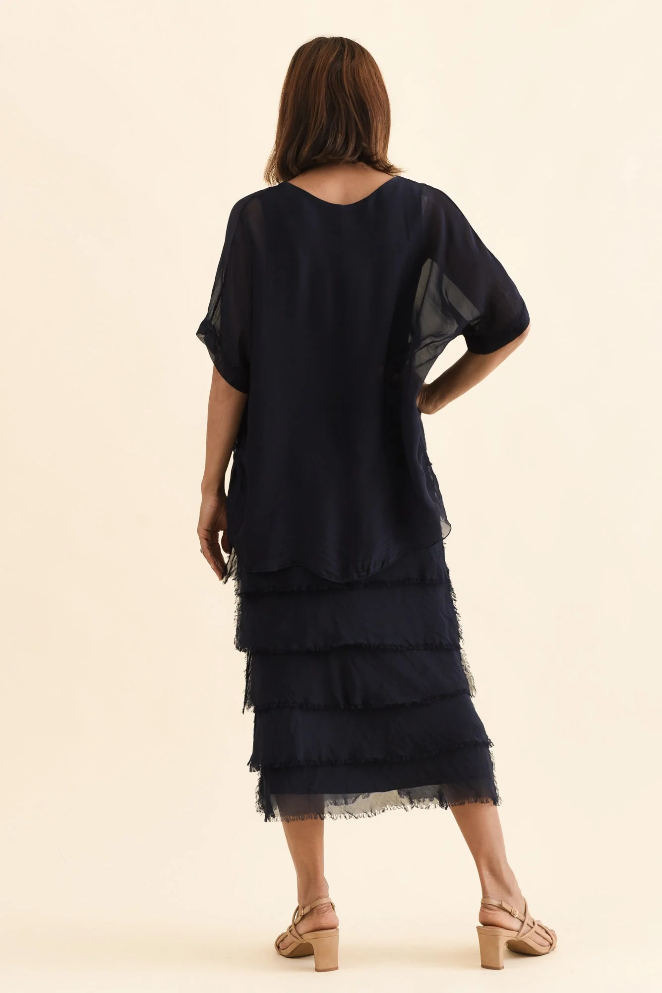 Britt Navy Silk Layer Dress - Image 4