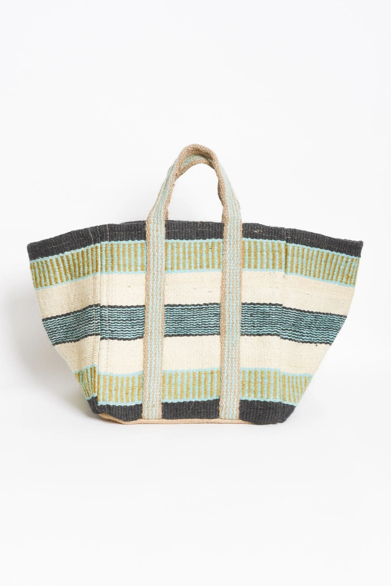 Burano Green Contrast Jute Tote Bag