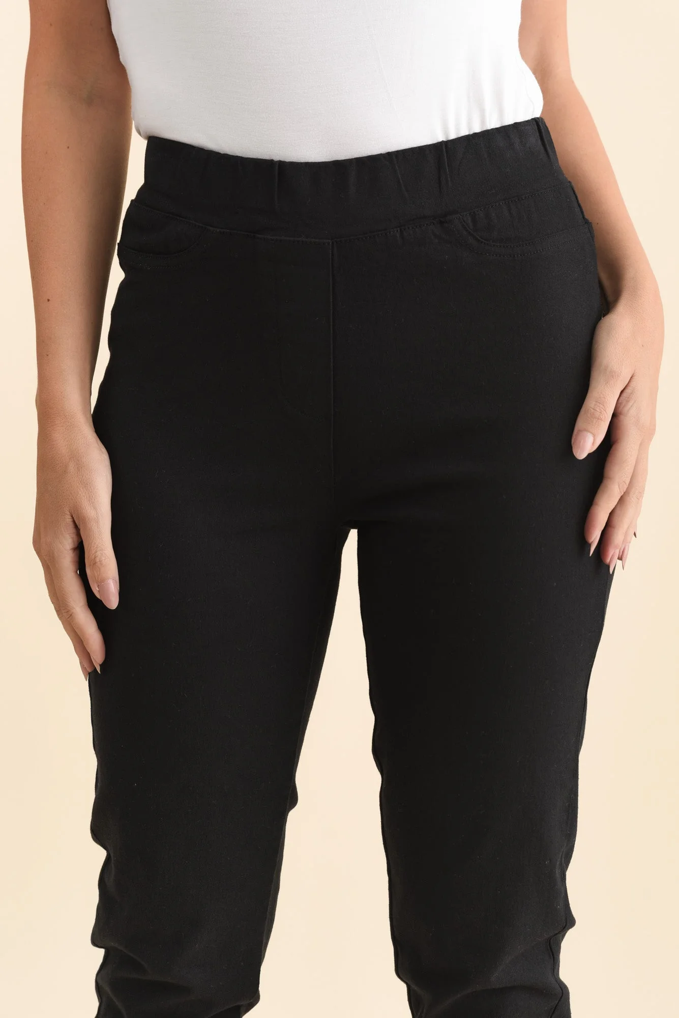 Callie Black Cotton 7/8 Stretch Pants - Image 6