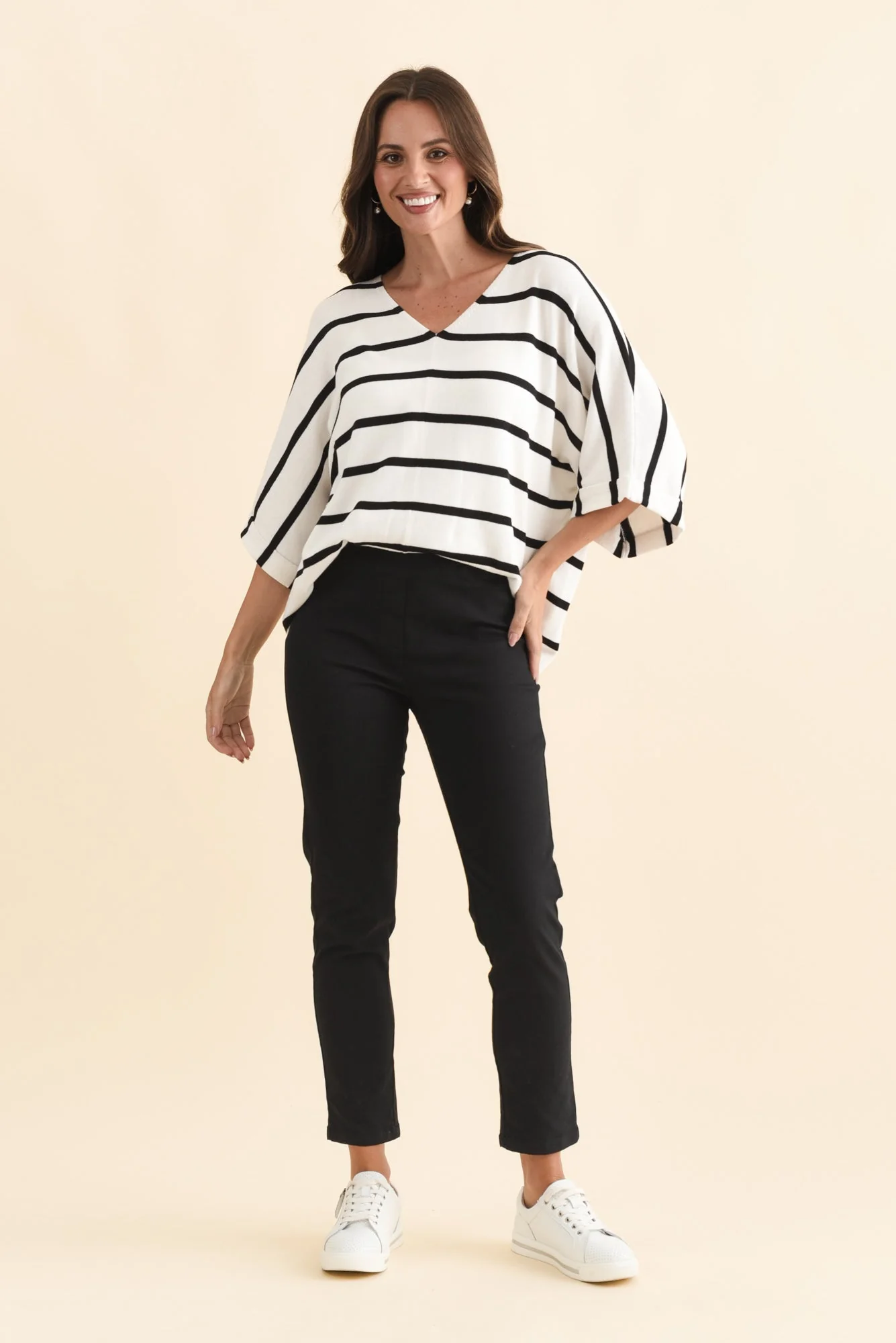 Callie Black Cotton 7/8 Stretch Pants - Image 7