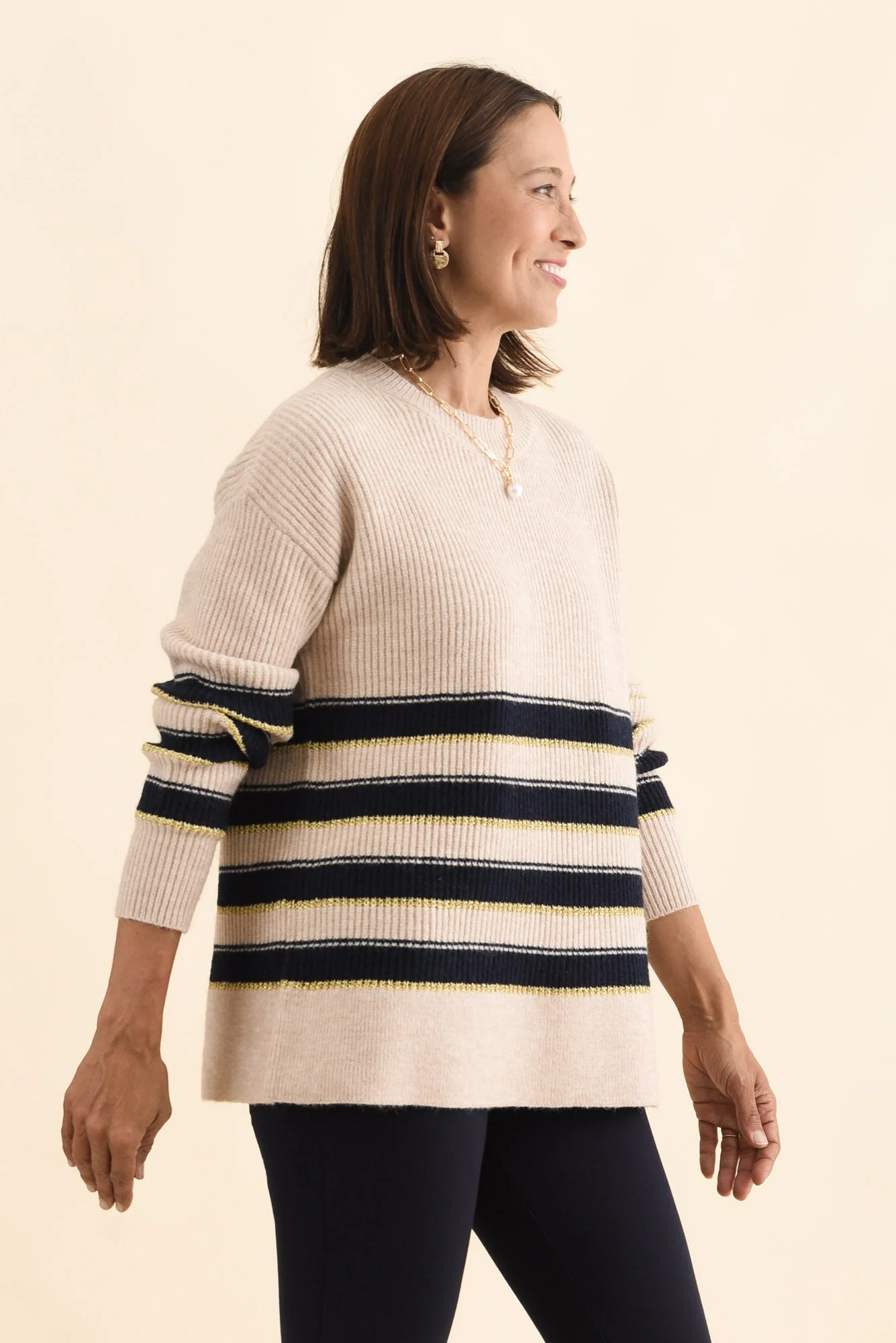 Camryn Cream Stripe Knit Jumper - Image 4