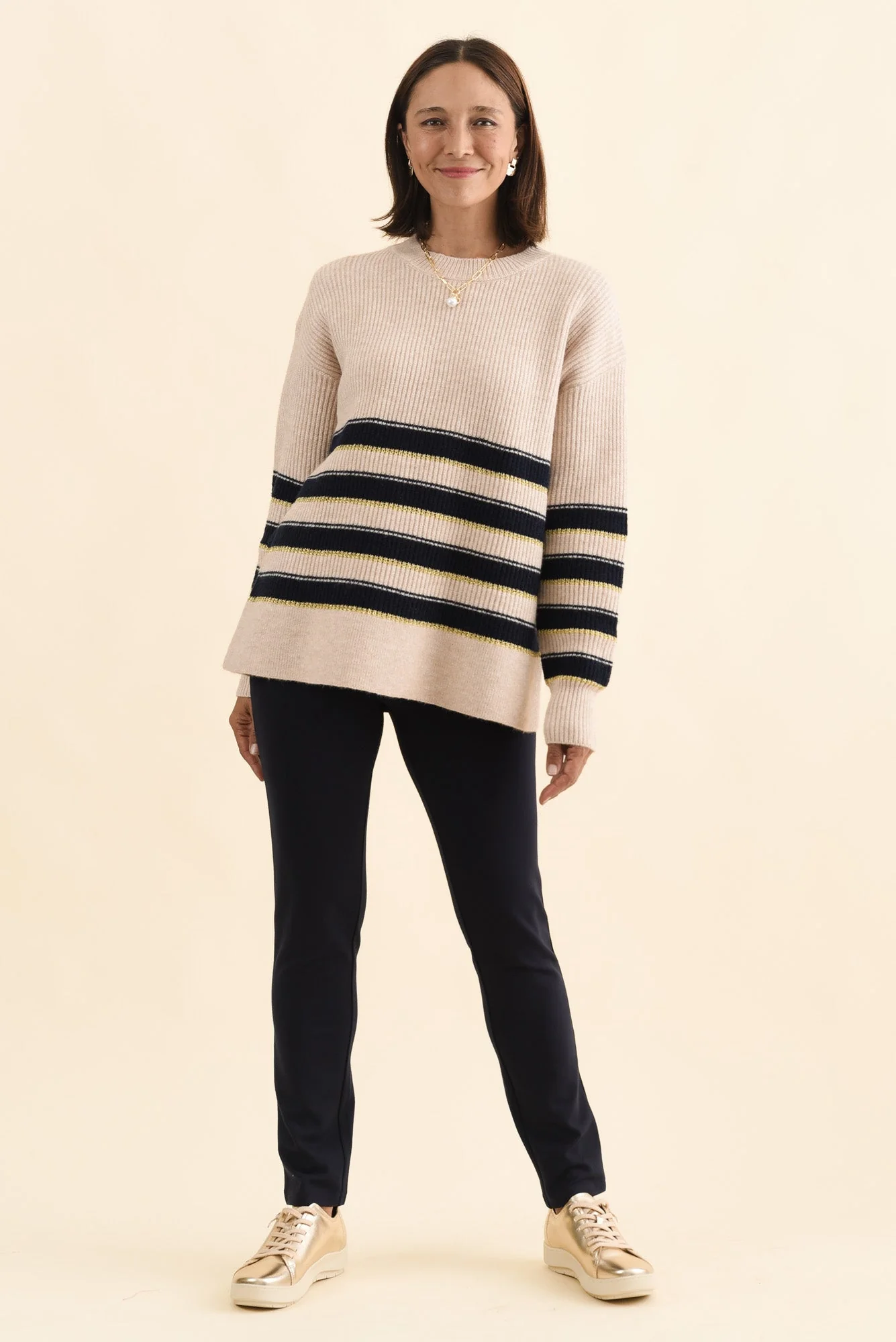 Camryn Cream Stripe Knit Jumper - Image 7