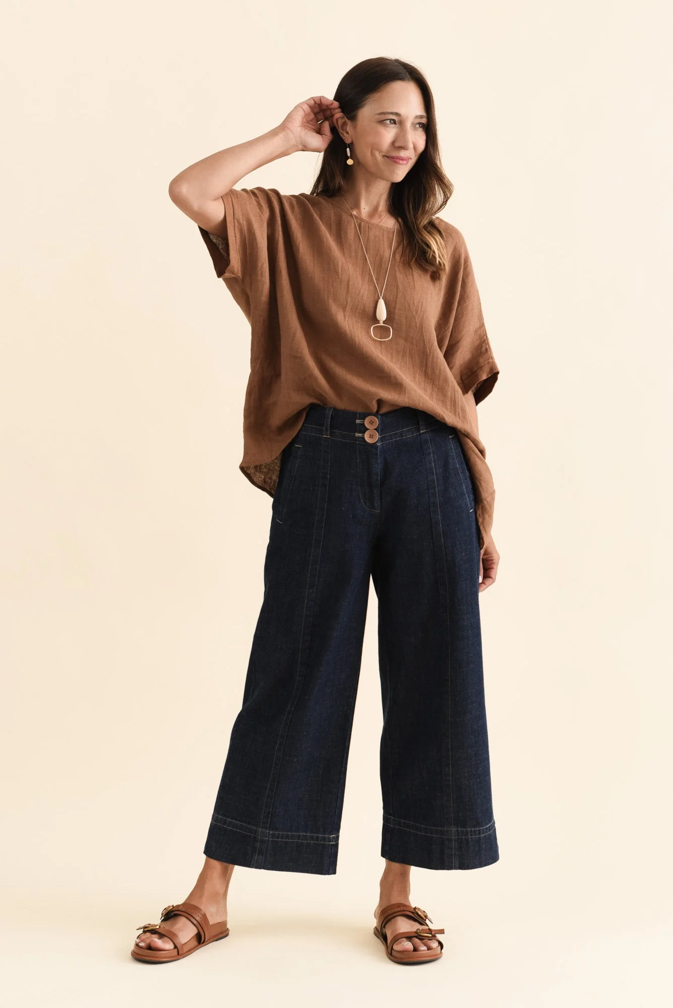 Carsen Dark Blue Wide Leg Jeans - Image 3