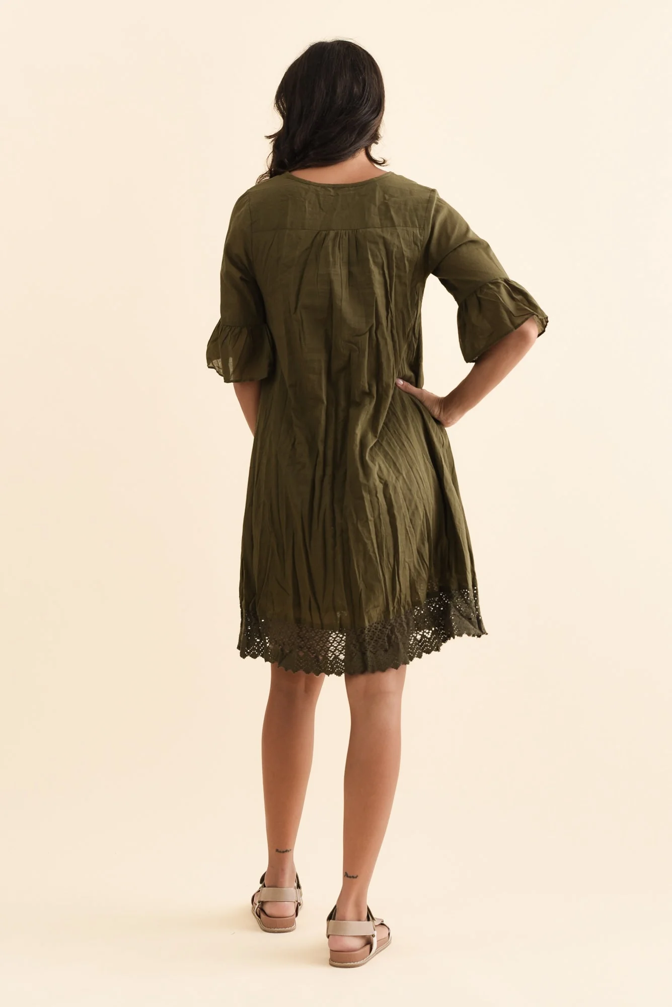 Cayman Khaki Cotton Tunic Dress - Image 5