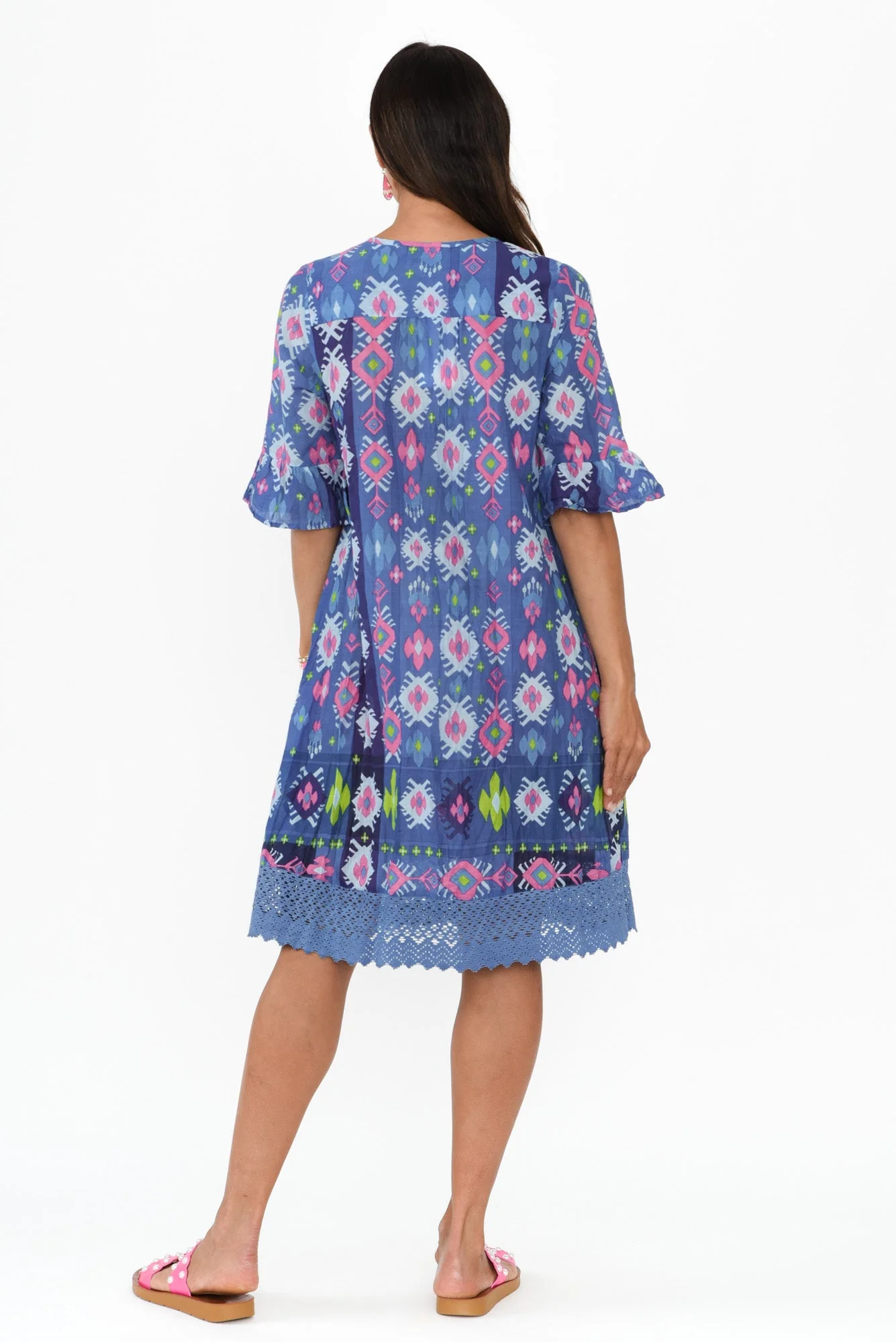 Cayman Navy Geo Cotton Tunic Dress - Image 4