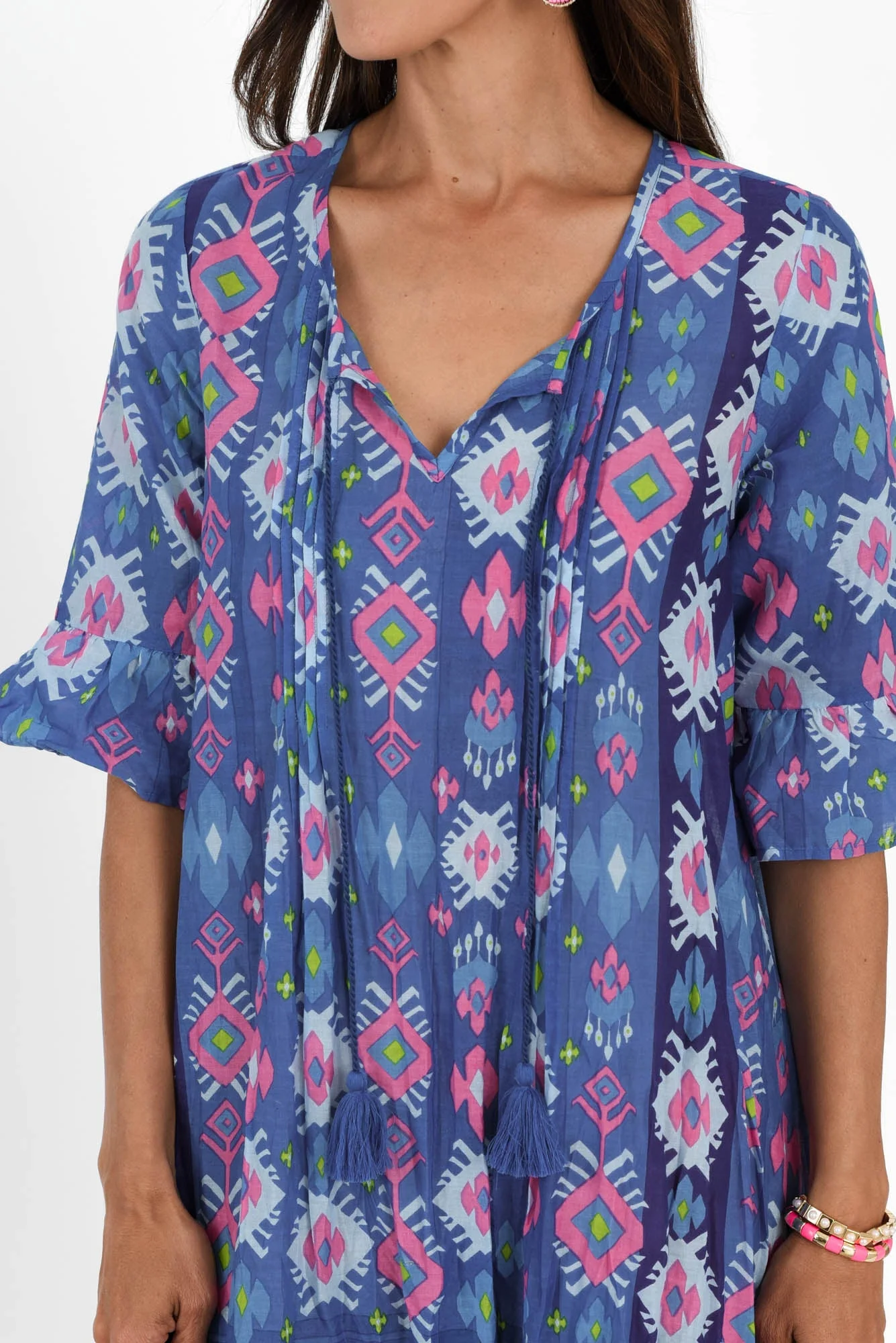 Cayman Navy Geo Cotton Tunic Dress - Image 5