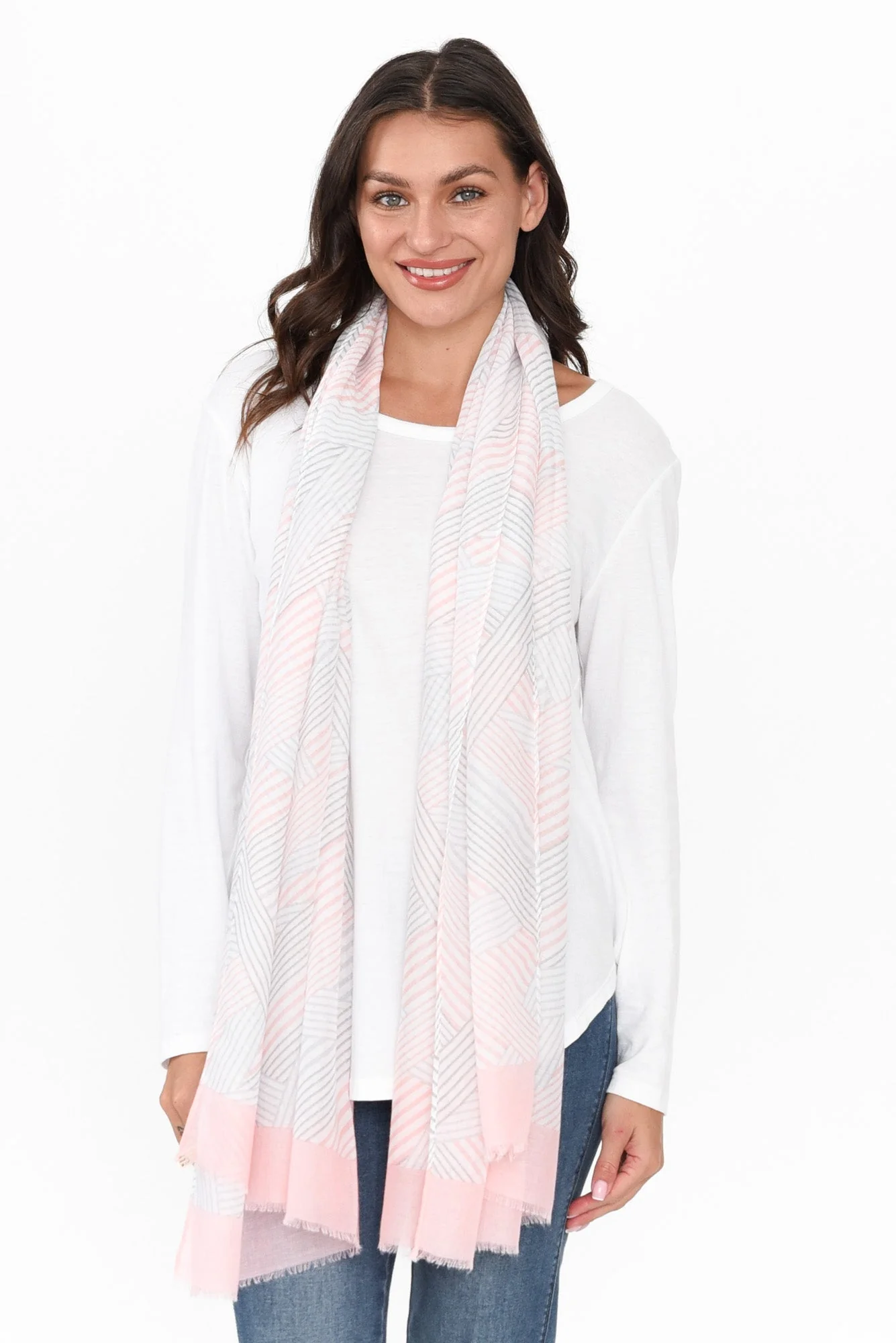 Claret Pink Stripe Scarf - Image 3