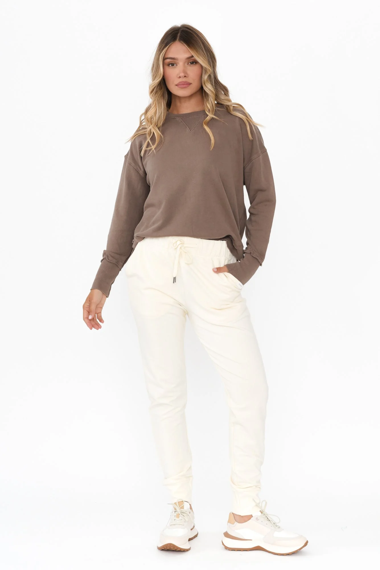 Delilah Mocha Cotton Crewneck Sweatshirt - Image 5