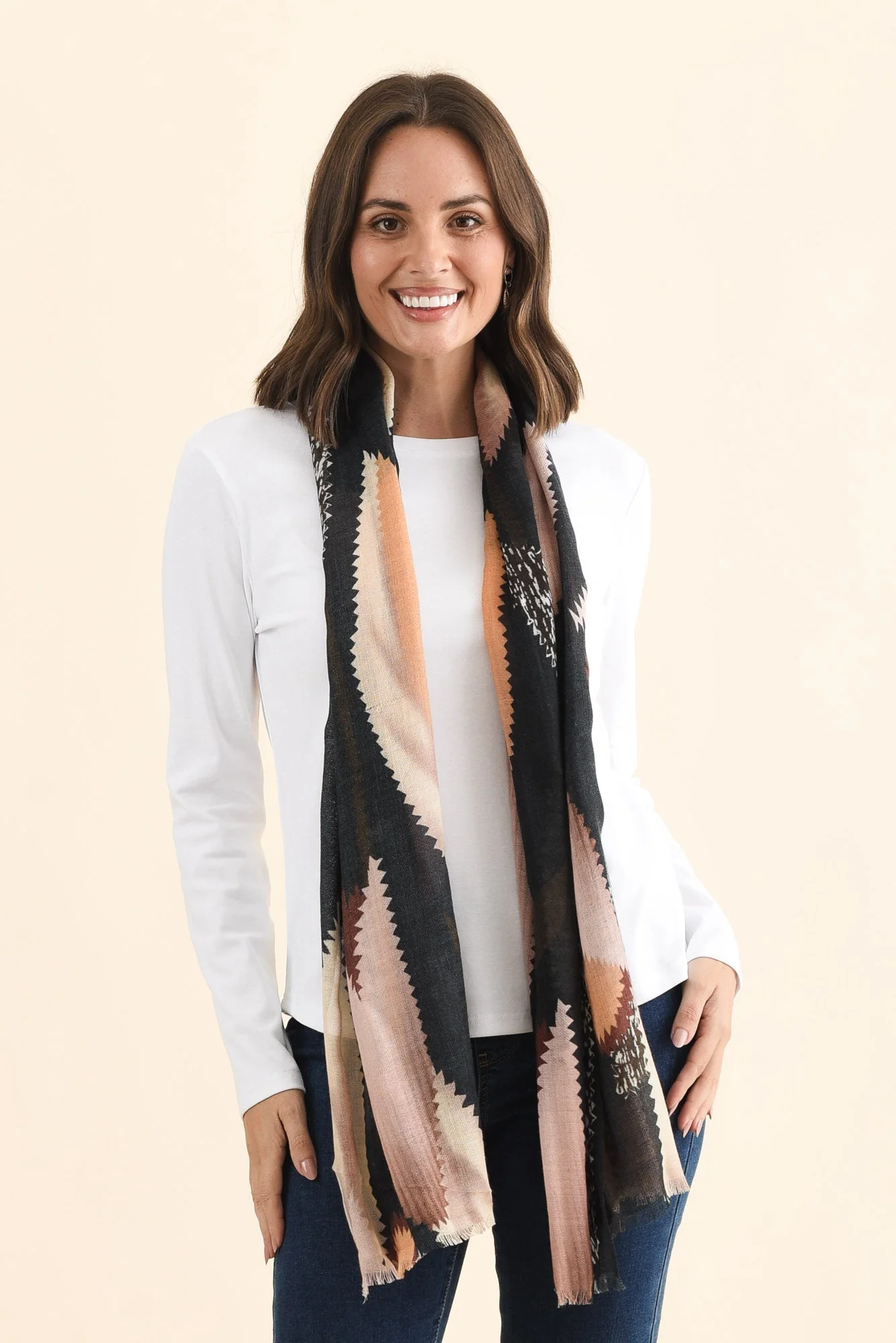 Dellwyn Navy Floral Merino Wool Scarf - Image 3