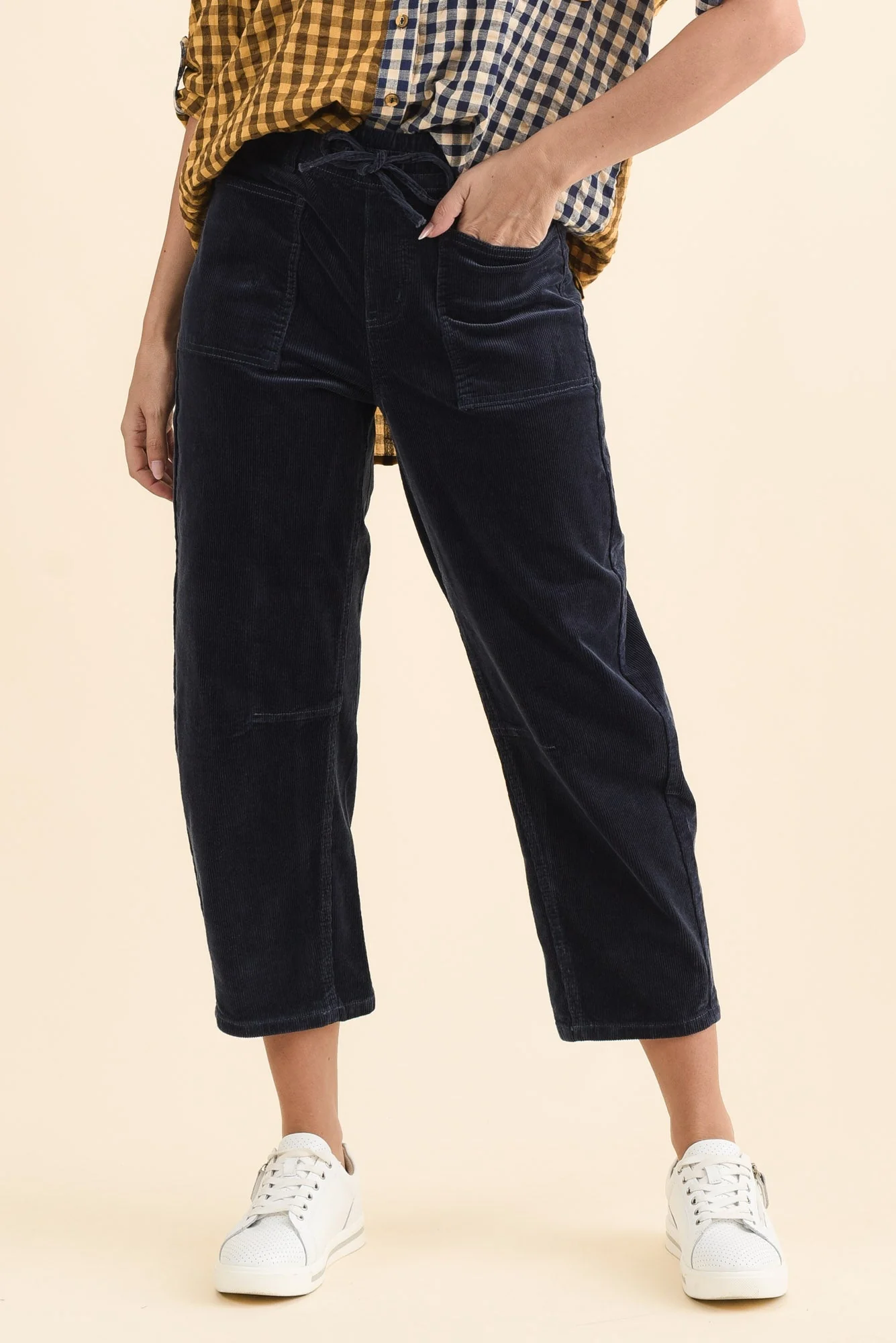 Denny Navy Cotton Corduroy Jeans - Image 2