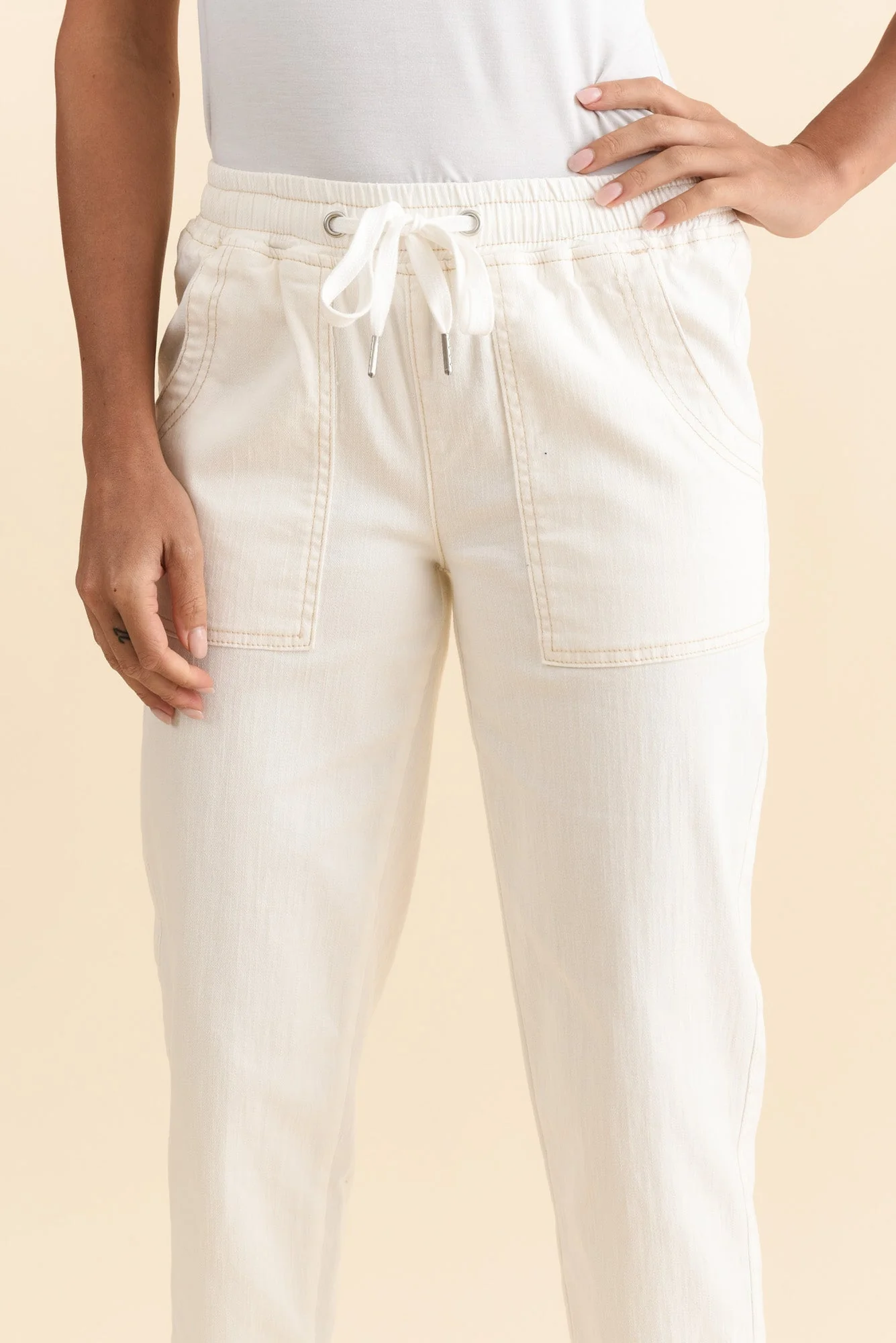 Eliana White Cotton Stretch Jeans - Image 6
