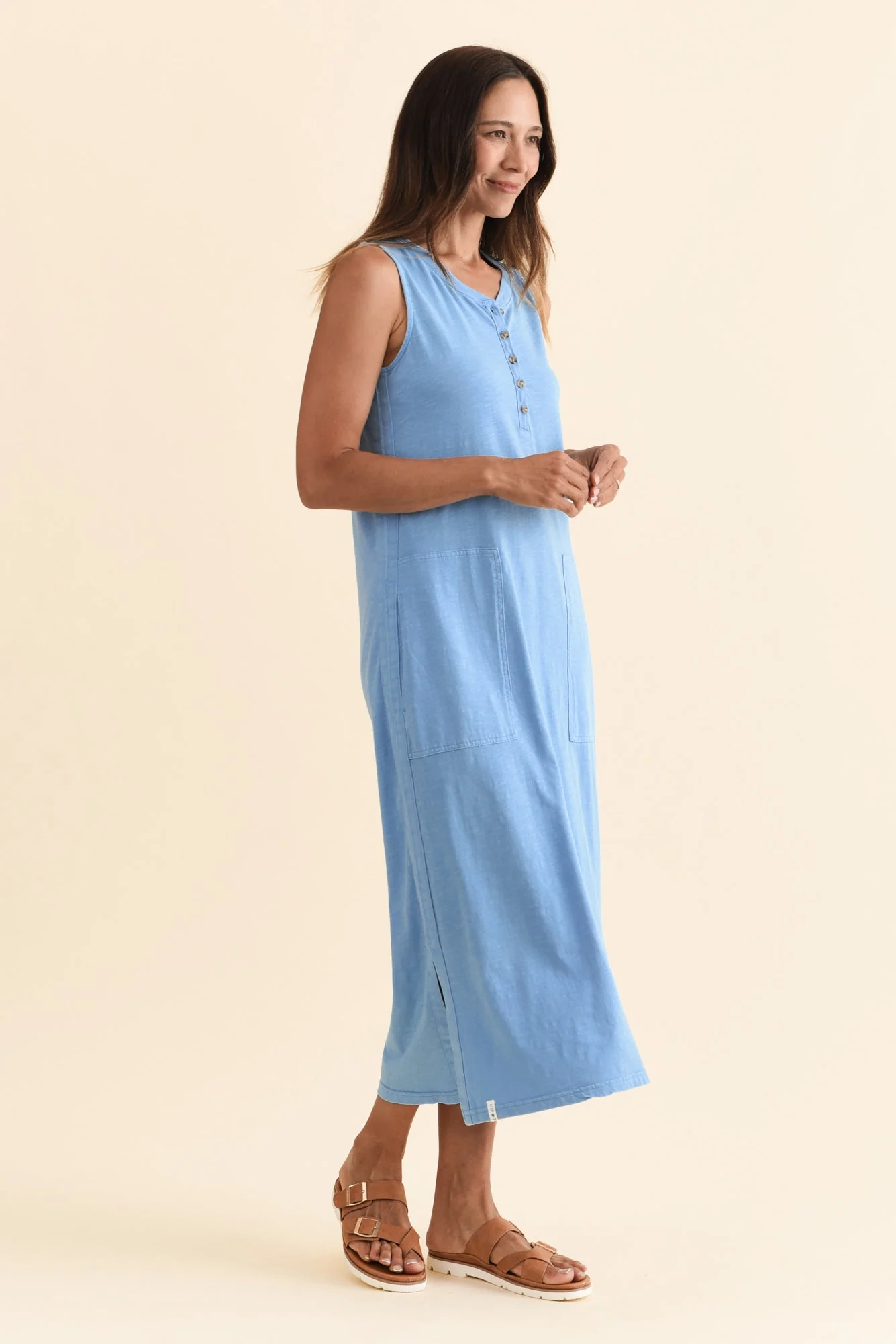 Elysian Blue Cotton Pocket Dress - Image 3