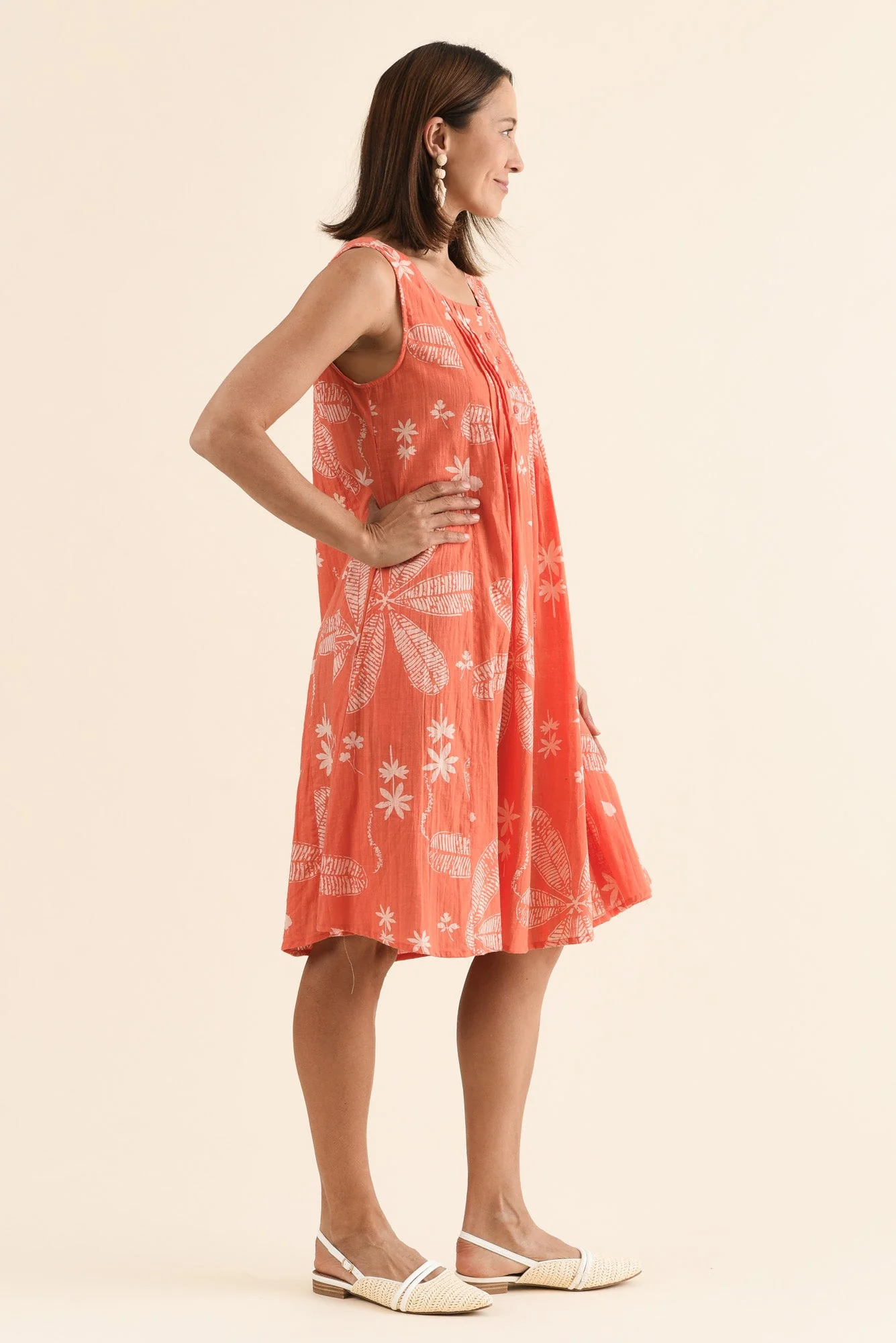 Enya Peach Flower Cotton Dress - Image 3