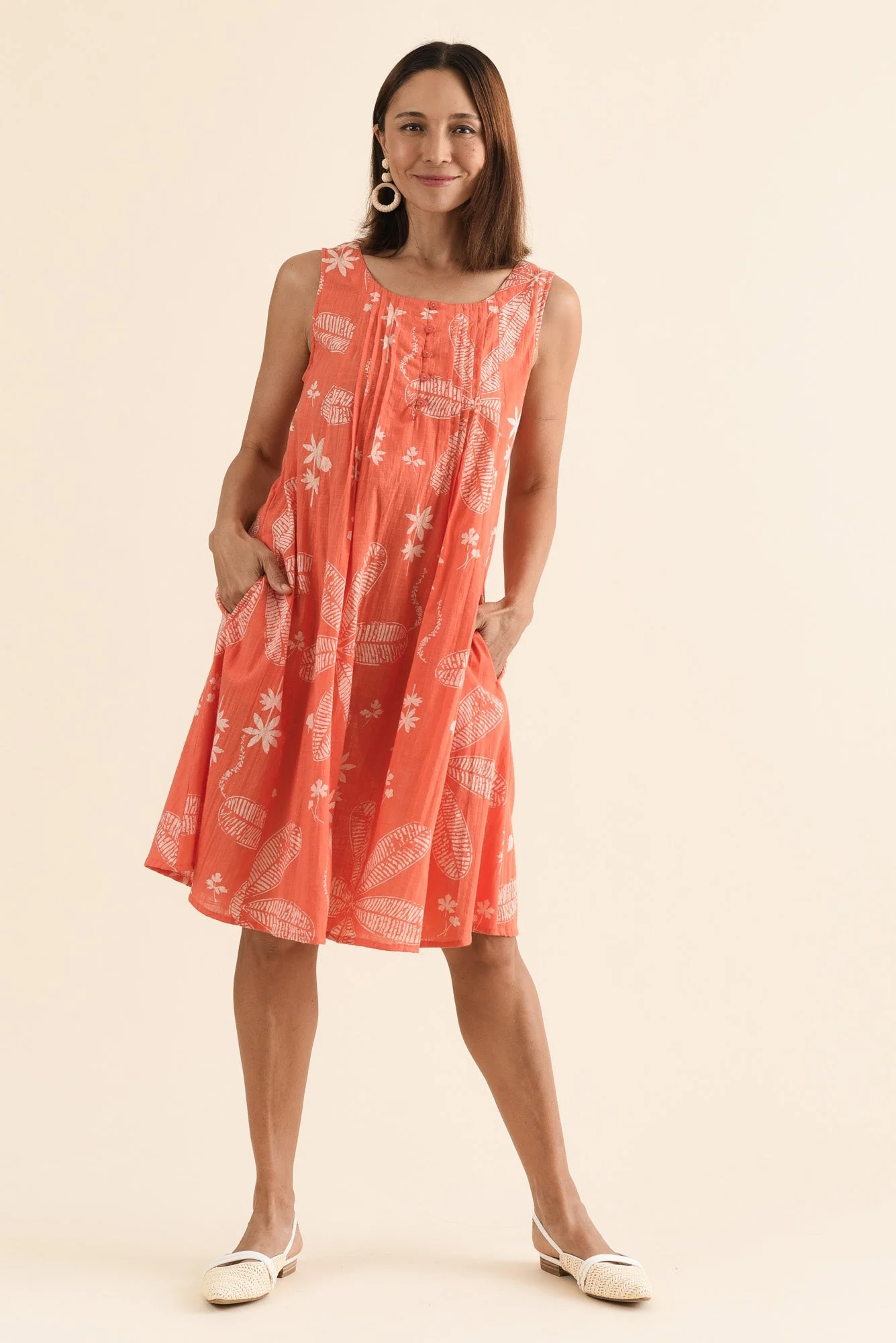 Enya Peach Flower Cotton Dress - Image 6