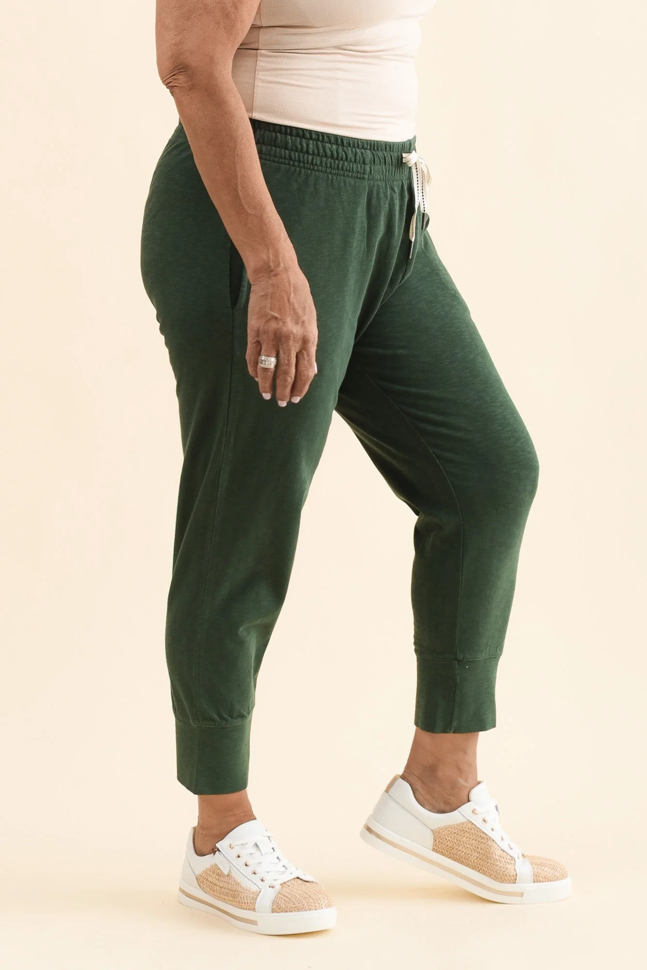 Fundamental Brunch Dark Green Cotton Sweatpants - Image 3