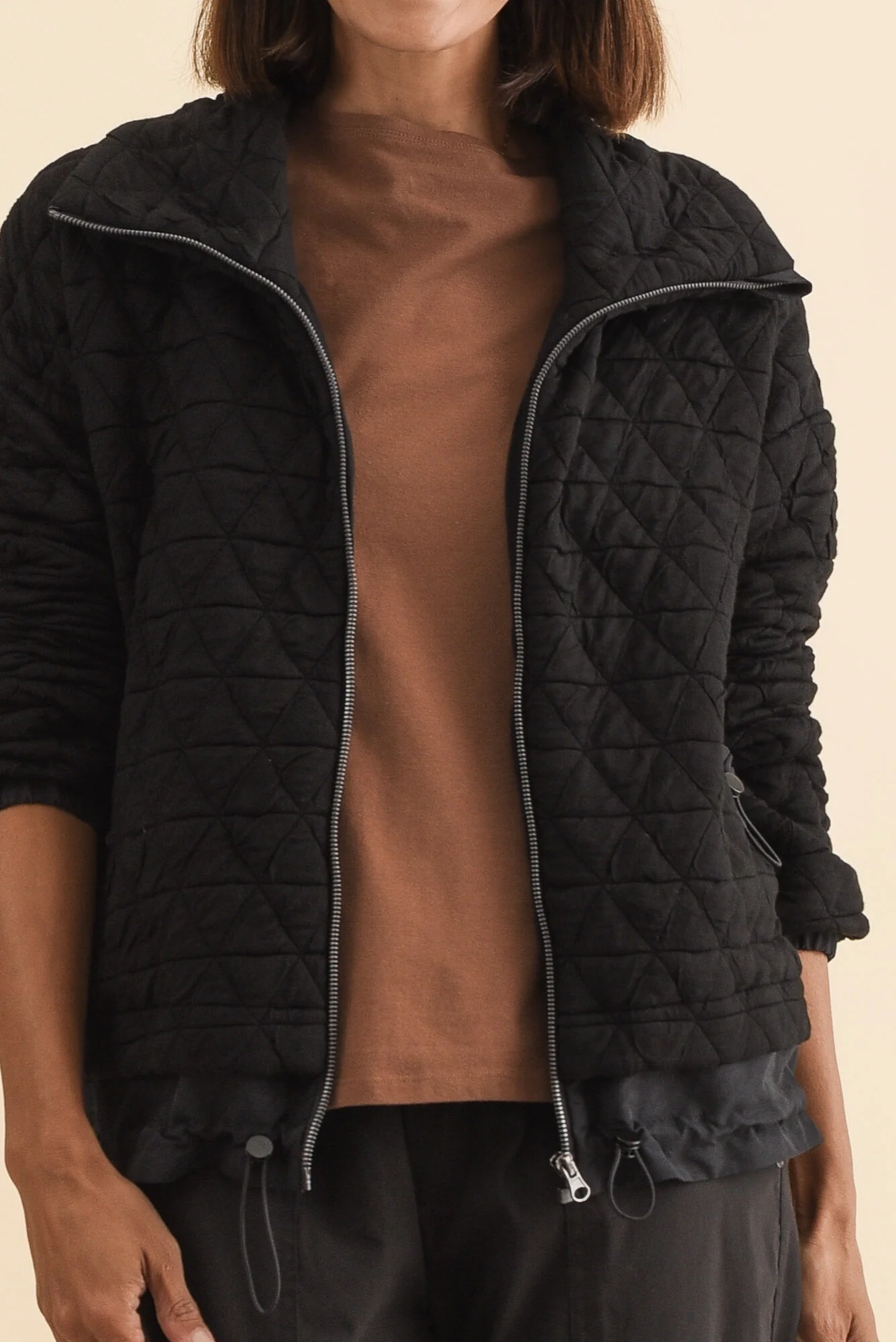 Grace Black Bamboo Silk Quilted Jacket - Image 5