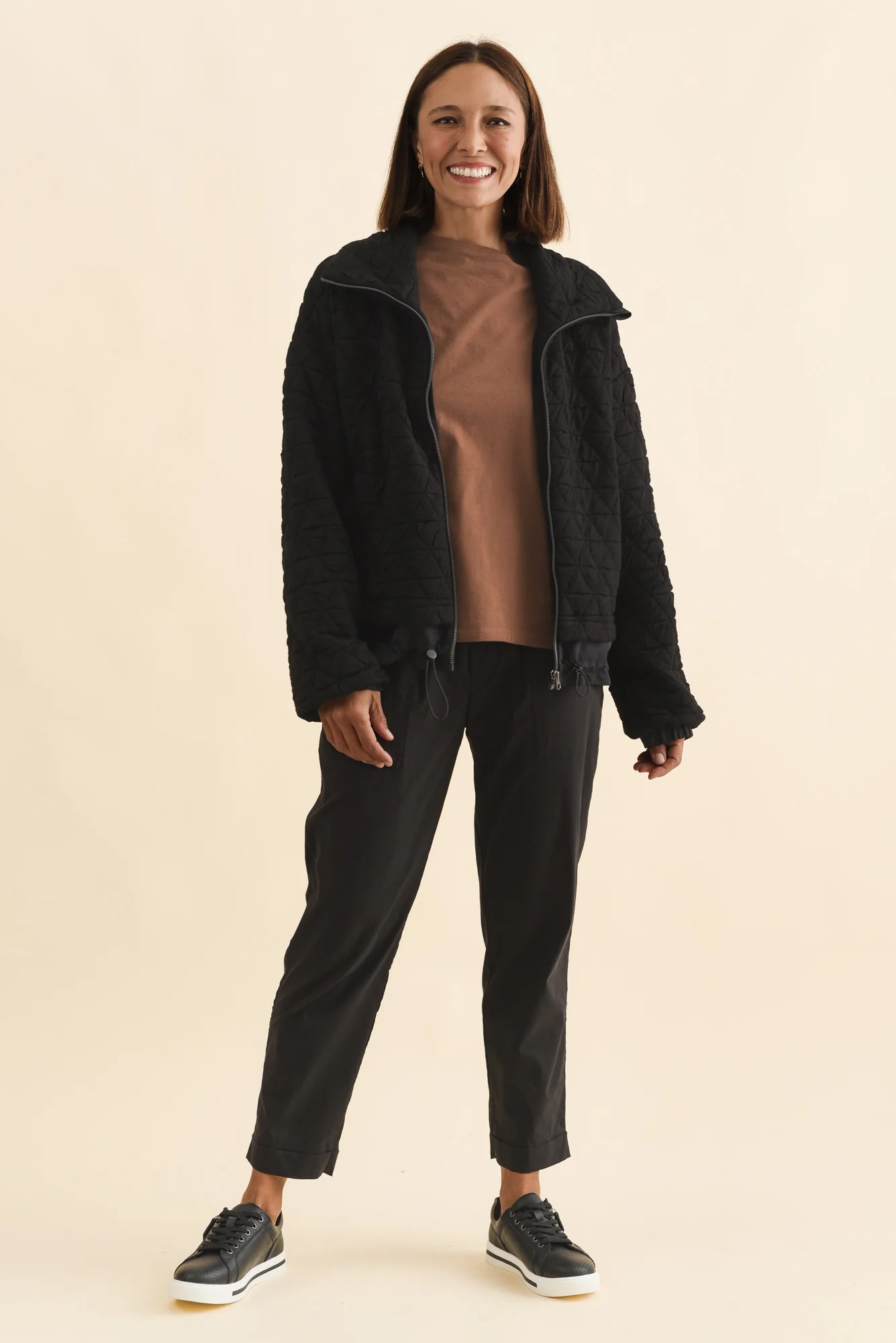 Grace Black Bamboo Silk Quilted Jacket - Image 6