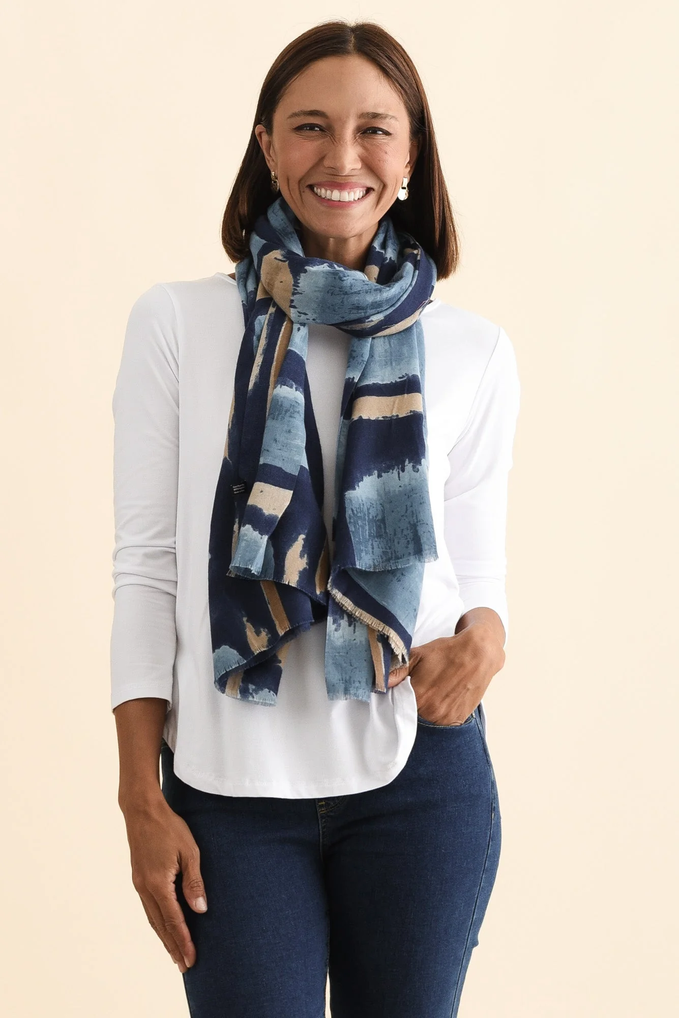 Gutha Blue Abstract Scarf - Image 2