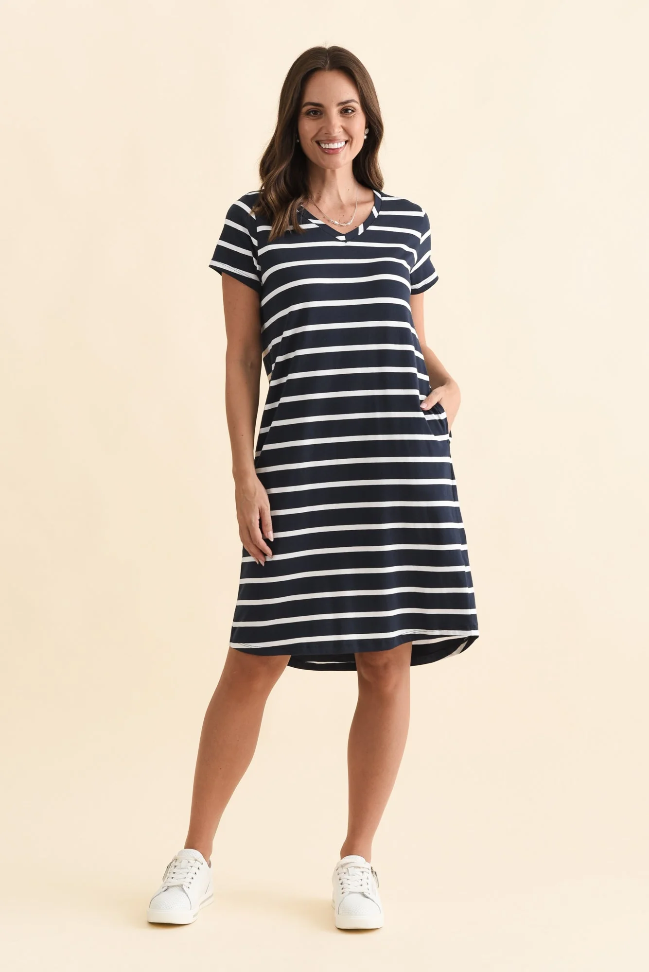 Harley Navy Stripe Cotton Tee Dress - Image 2