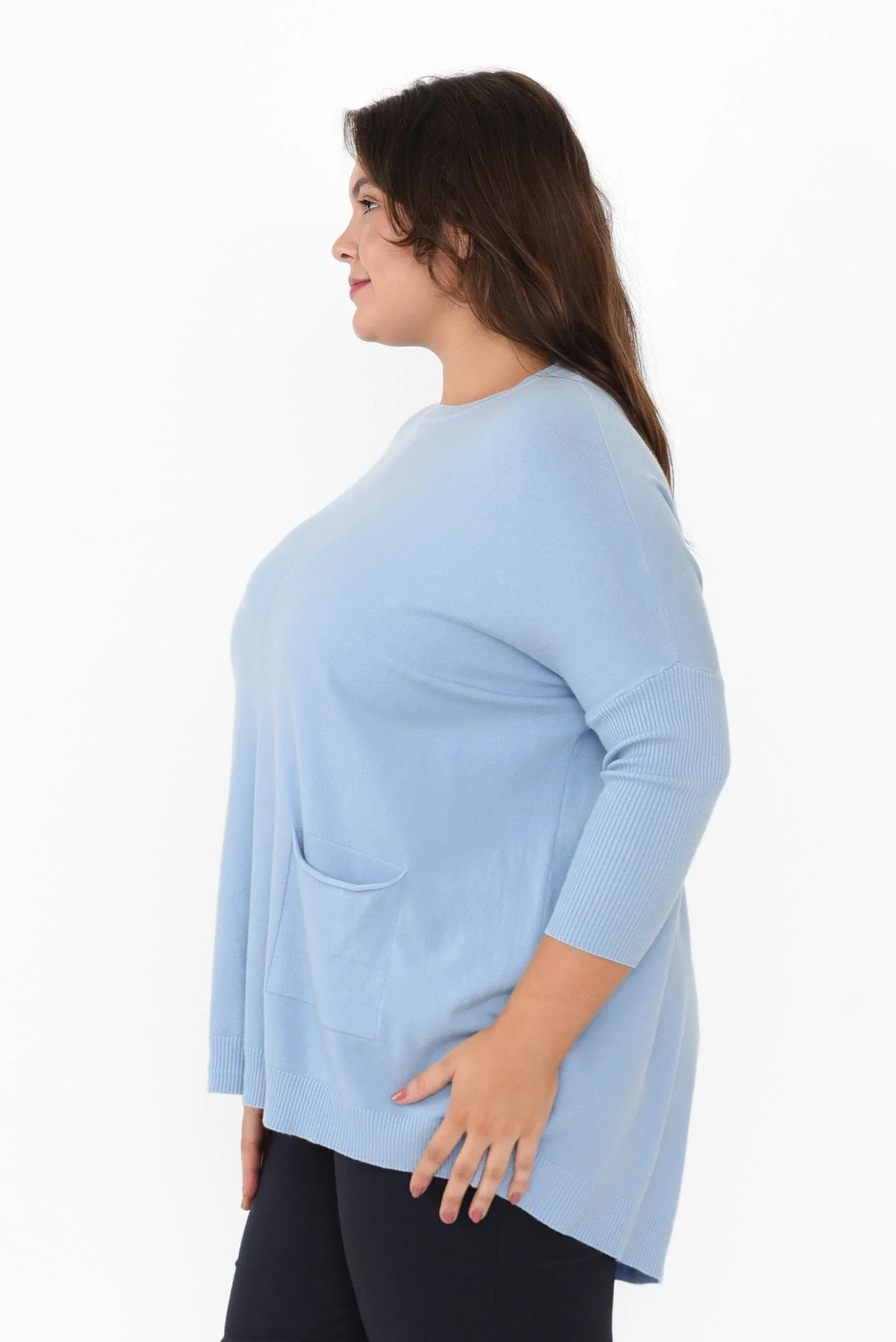 Helsinki Blue Knit Pocket Jumper - Image 9