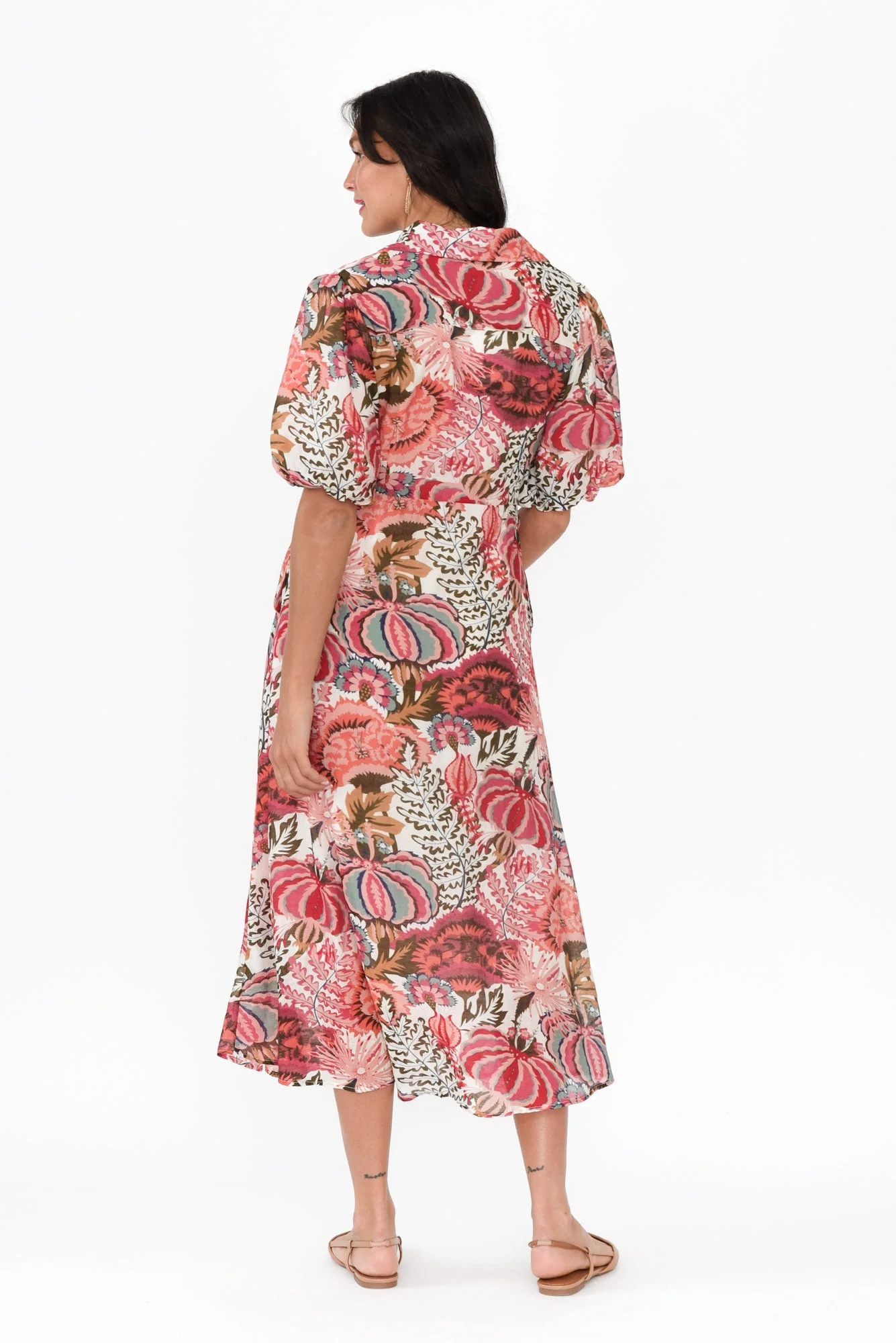Hilma Pink Floral Cotton Blend Tie Dress - Image 5