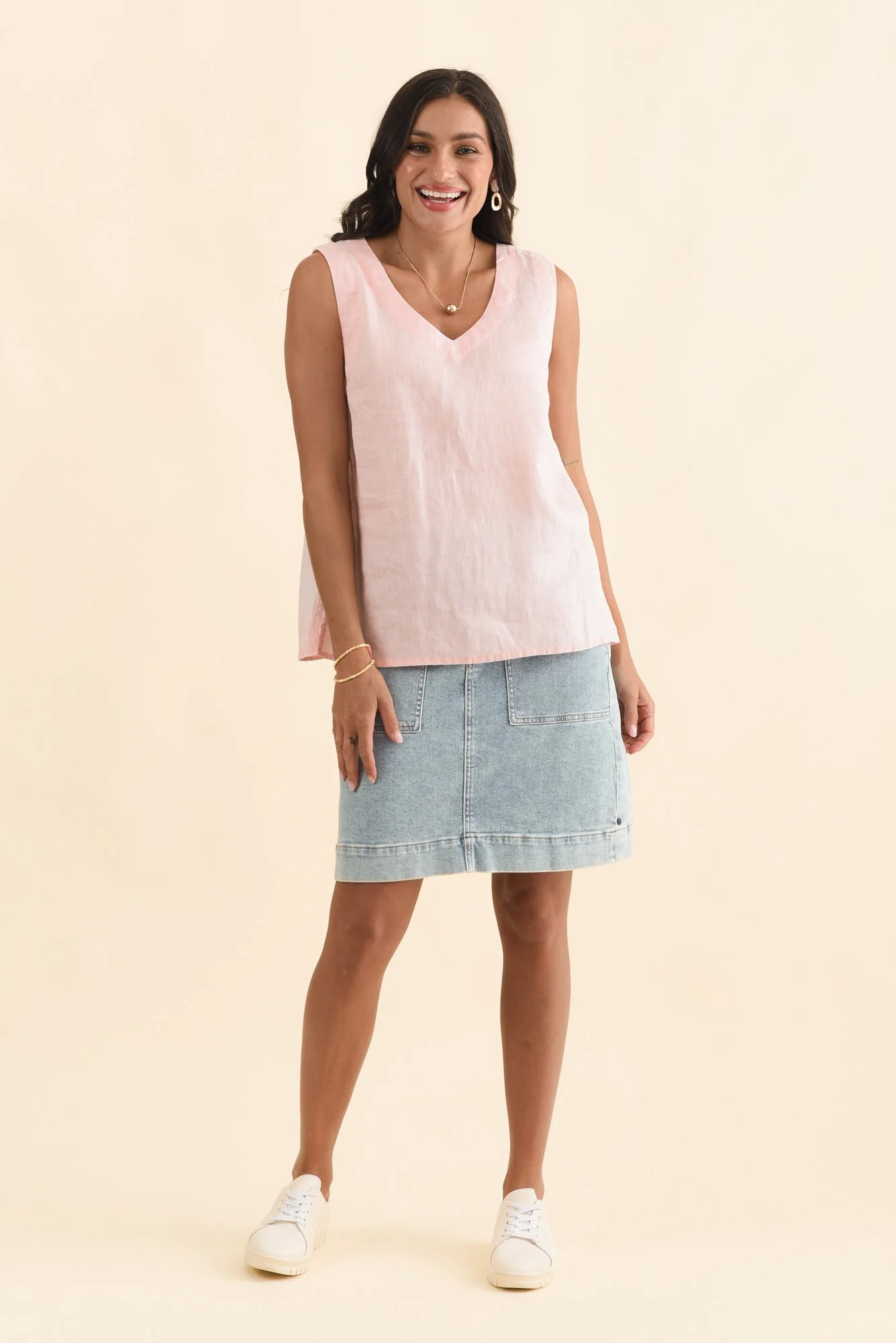 Inez Blush Linen Tank - Image 3