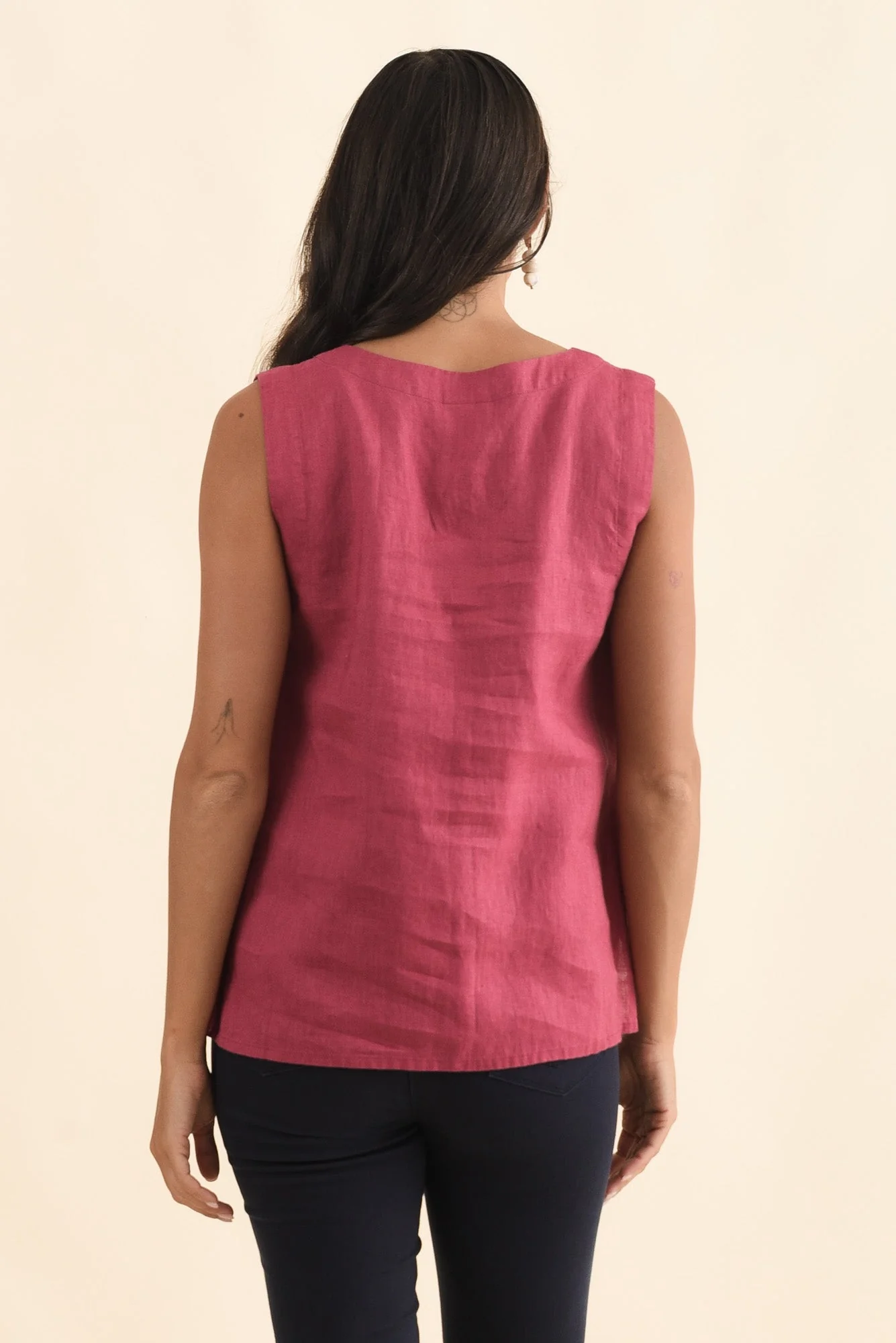 Inez Pink Linen Tank - Image 5