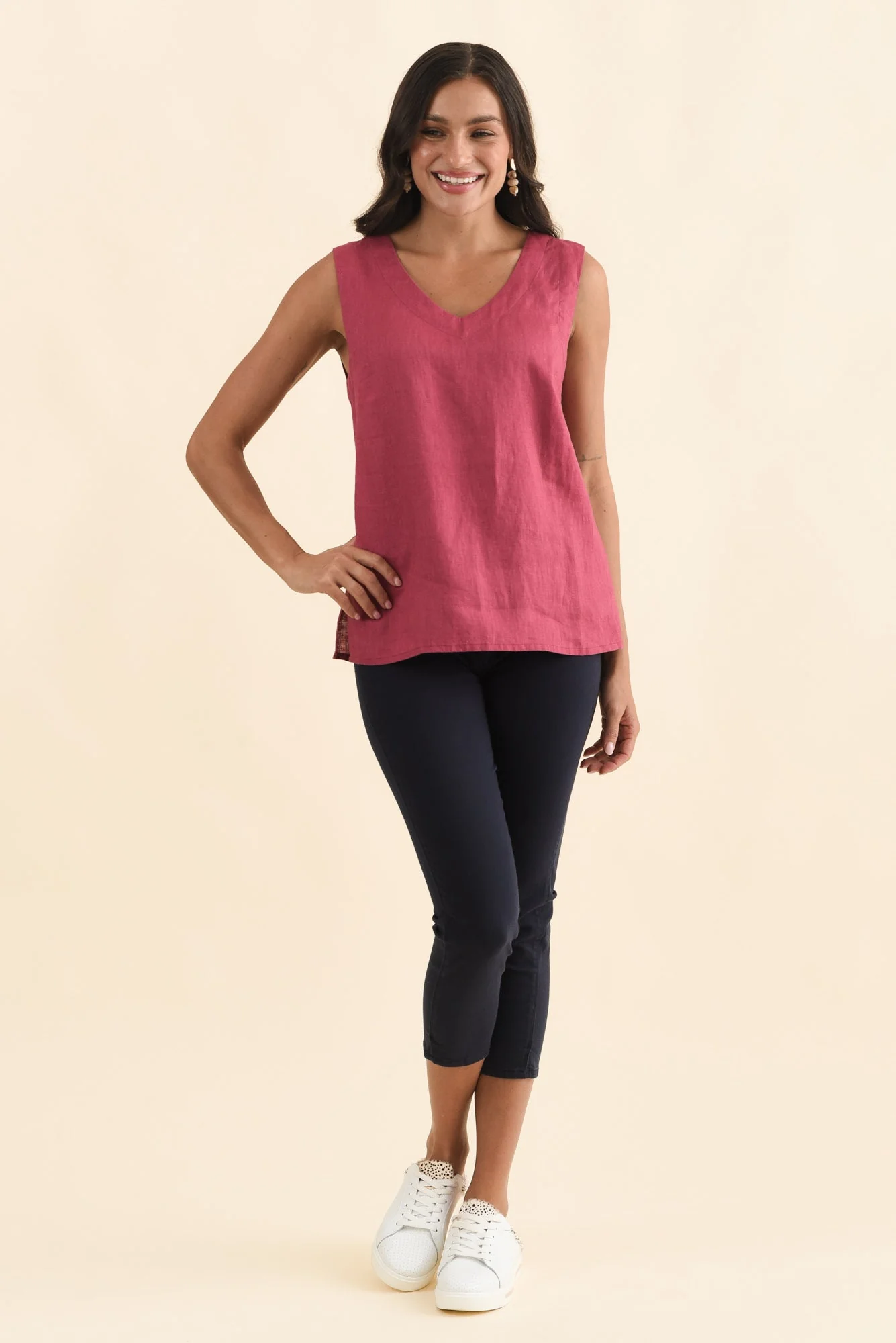 Inez Pink Linen Tank - Image 7