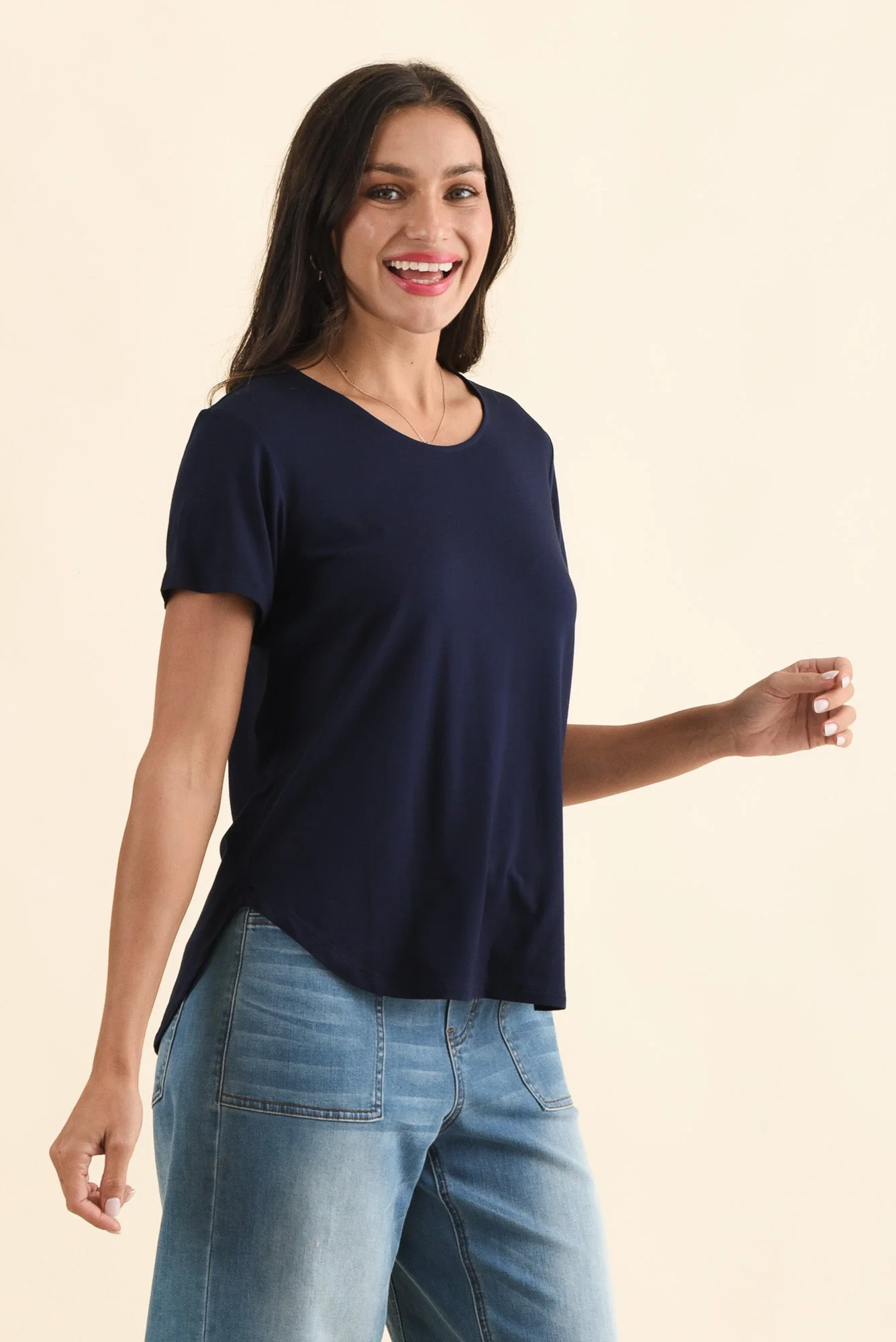 Janis Navy Bamboo Tee - Image 3